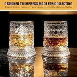 Zestaw 2 szklanek do whisky o pojemności 300 ml, obracane kryształowe | Obracane o 360° szklanki do whiskey do szkockiej