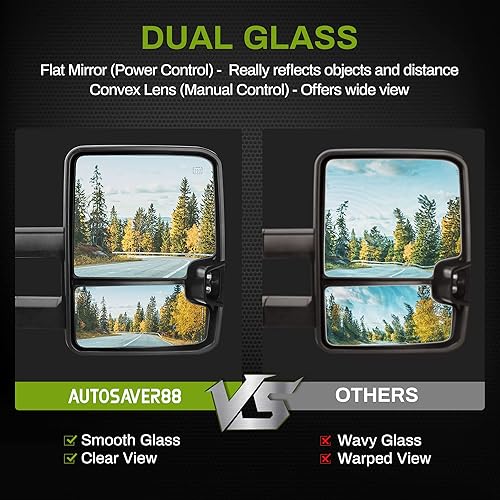 Miniatura 3 de AUTOSAVER88 Espejos de remolque compatibles con Chevy Silverado GMC Sierra 1500 2014-2018, 2015-2018 SilveradoSierra 2500HD 3500HD Pickup, espejos