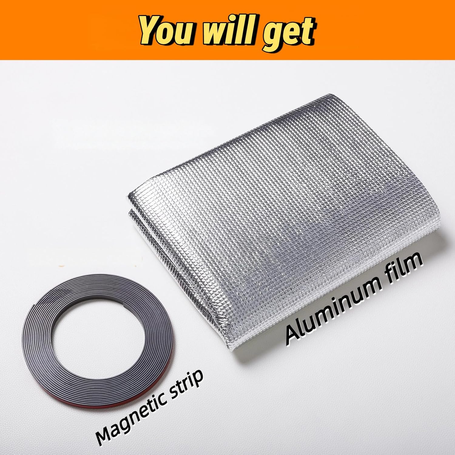 Magnetic Aluminum Film Kit Suitable for Winter and Summer,Magnetic Strip and Heat Reflective Aluminum Film Kit Suitable for Home Window,RV Window,Self Adhesive Easy to Install(51"x59"(129x150cm))
