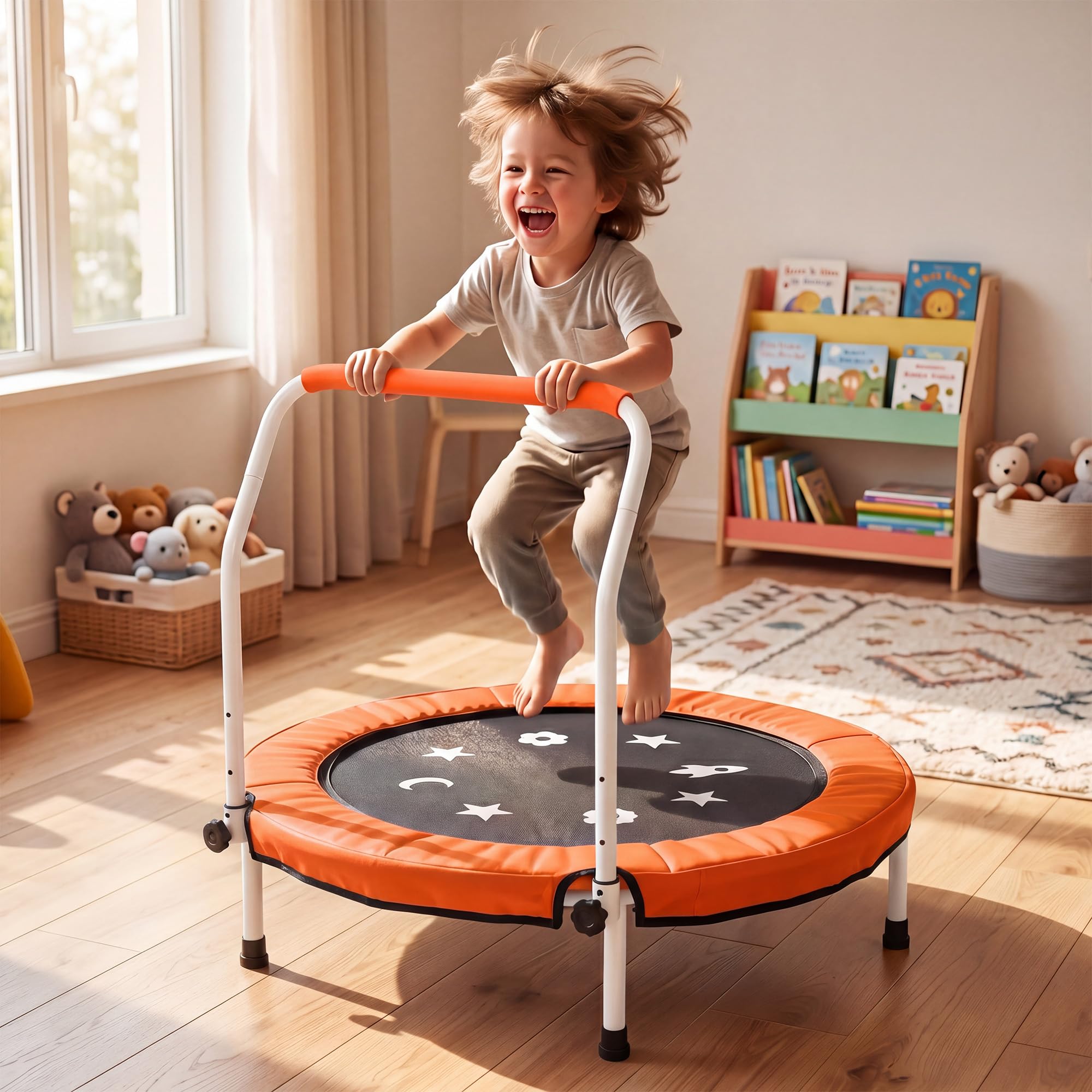 Garvee 91 cm Trampoline for Toddlers and Kids, Handle Trampoline