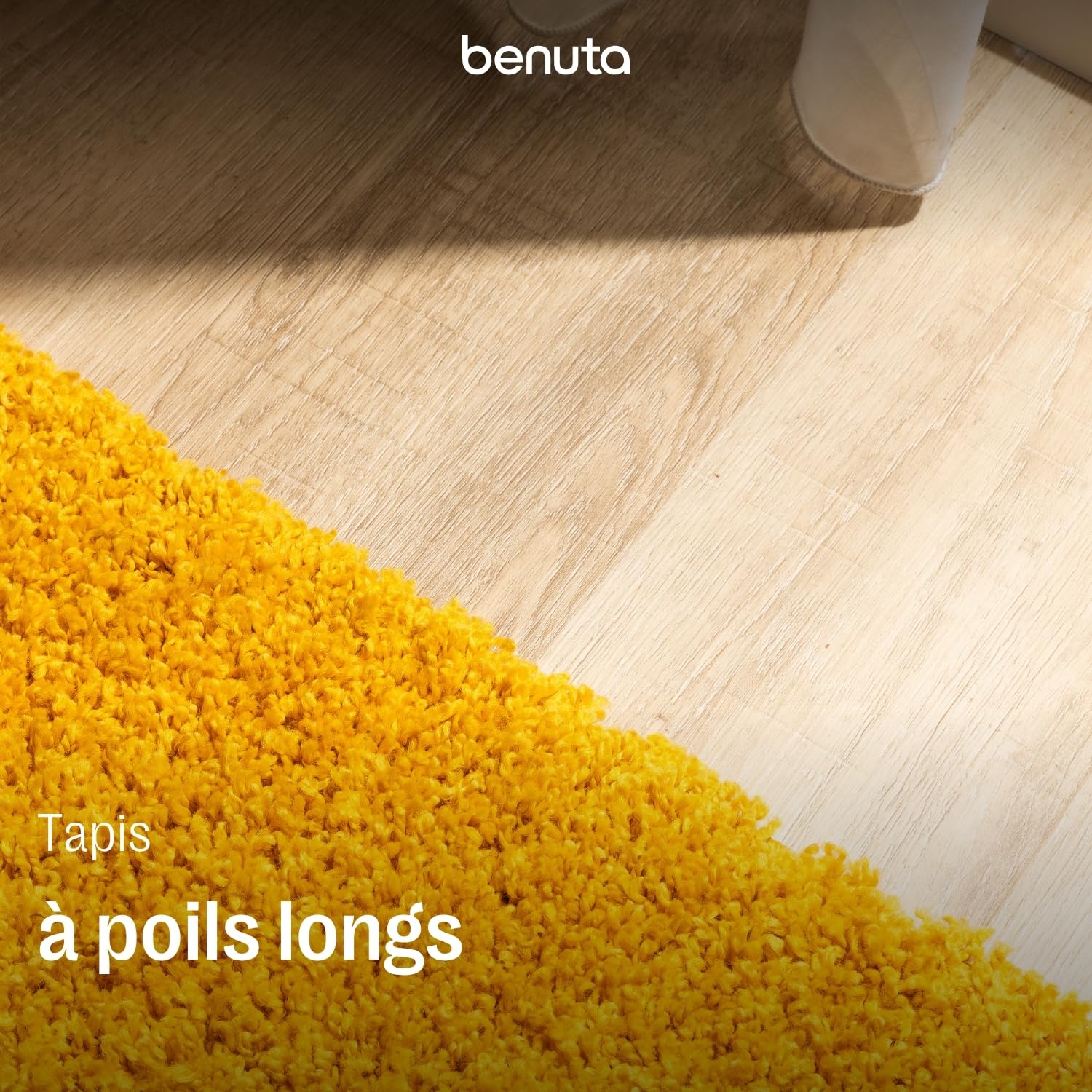 benuta Basic Tapis Poils Long Soho - Jaune 160x230 cm - Doux Minimaliste - Lavable - Nettoyage Facile - Compatible avec Chauffage au Sol - pour Chambre, Couloir, Salle à Manger