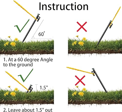 Miniatura 7 de Paquete de 12 estacas para tienda de campaña con martillo, estacas de tienda de campaña resistentes de 16 pulgadas + martillo de campamento de 10