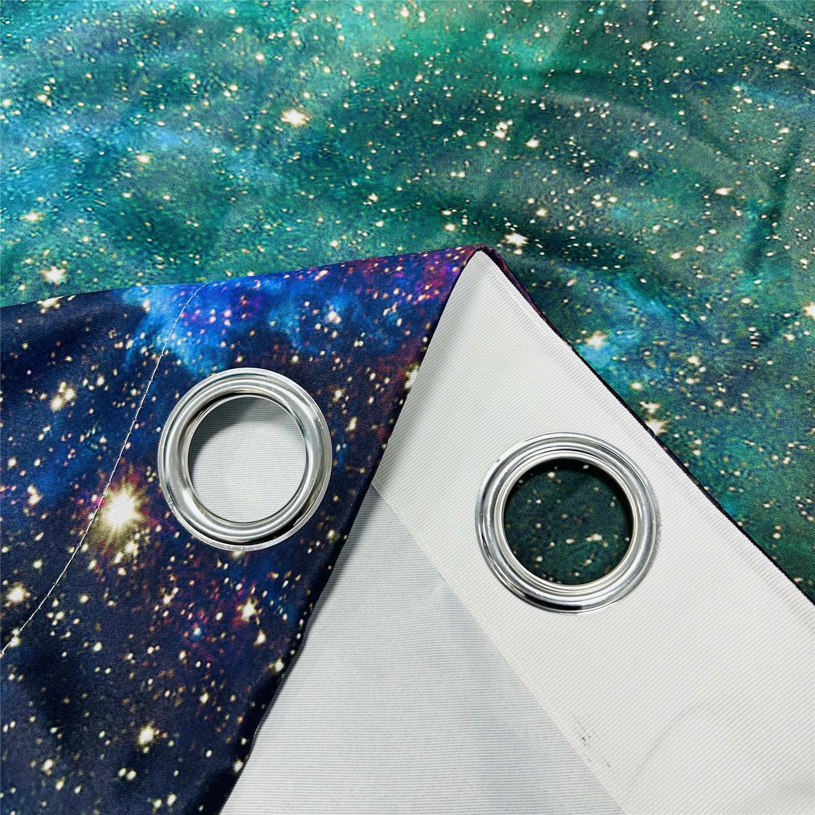 Galaxie Vorhänge Kinder Sternennebel Planet Ösen Gardinen mit Blickdichte Thermo Vorhang Kälteschutz Blackout Curtain Kinderzimmer Schlafzimmer Verdunkelung Fenster, 2 Stück, H 220 x B 140 cm