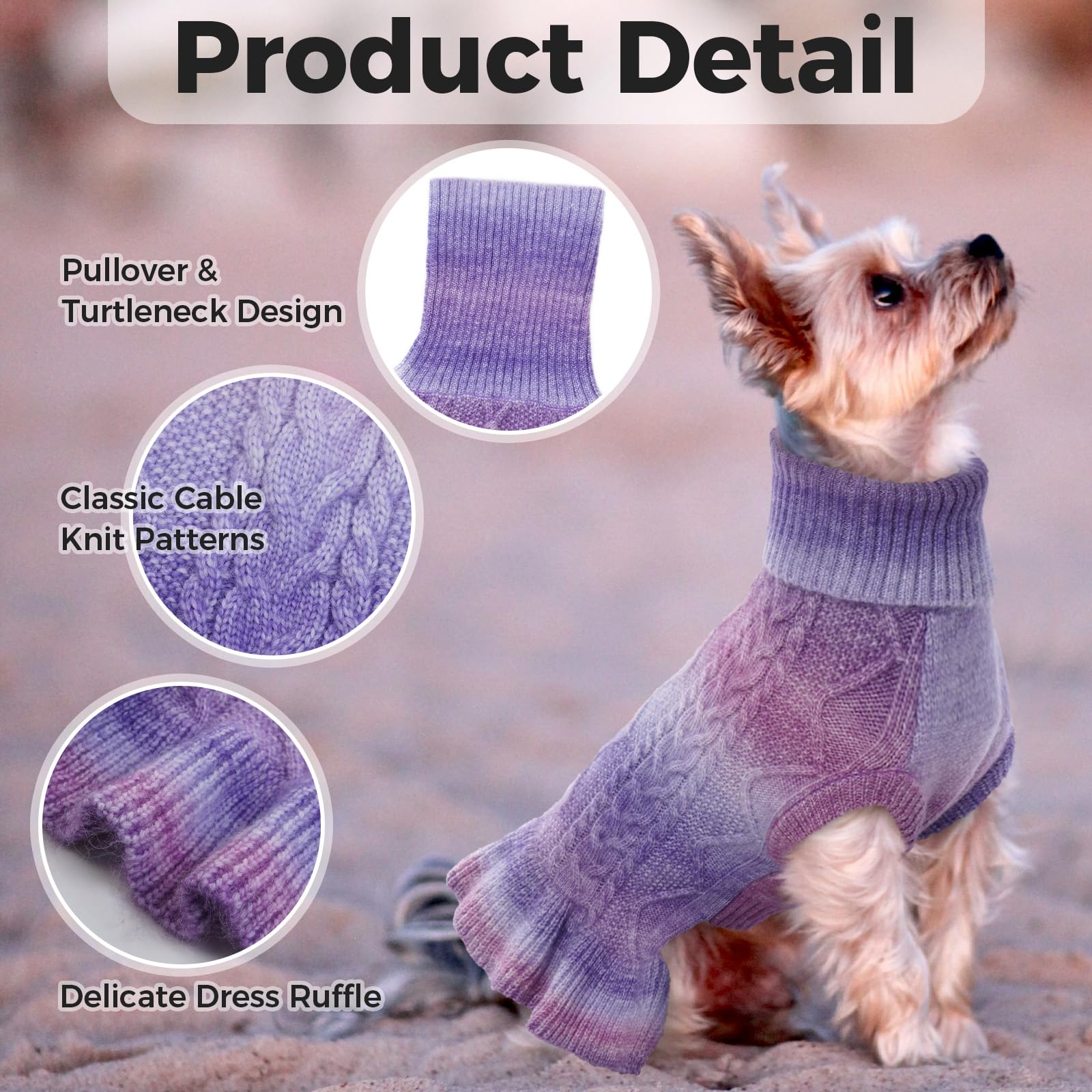 Lelepet Chandail en tricot à col roulé pour chien de petite, moyenne et grande taille – Pull d'automne à col roulé pour chiens de petite, moyenne et grande taille (Pitbull, laboratoire, taille XL