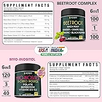 Vista 2 de Paquete de suplementos de raíz de remolacha 6 en 1, 100 unidades y suplemento de mio-inositol 6 en 1 y D-Chiro inositol para mujeres, 120