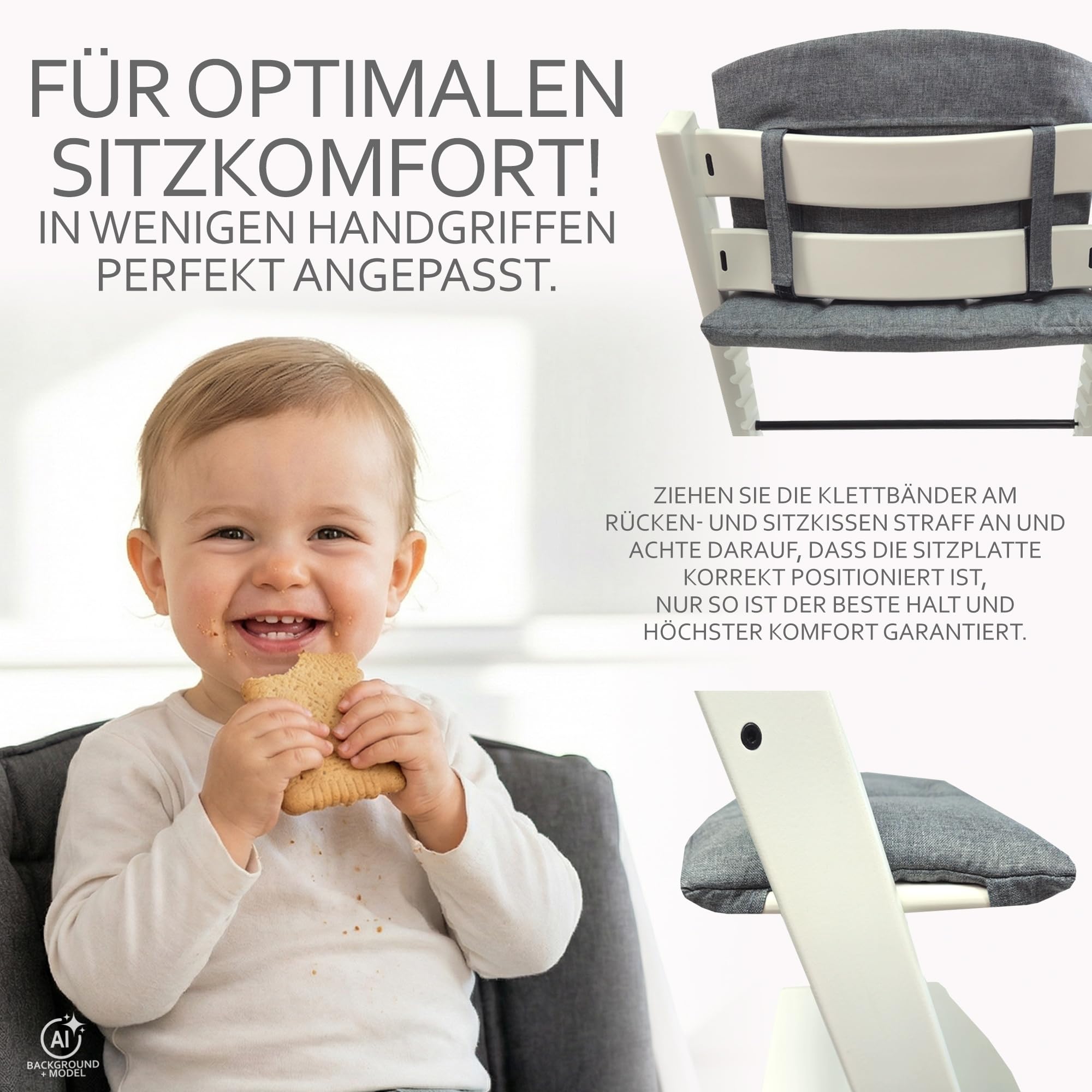 Bambiniwelt Housse de rechange pour chaise haute Meliert (gris foncé)
