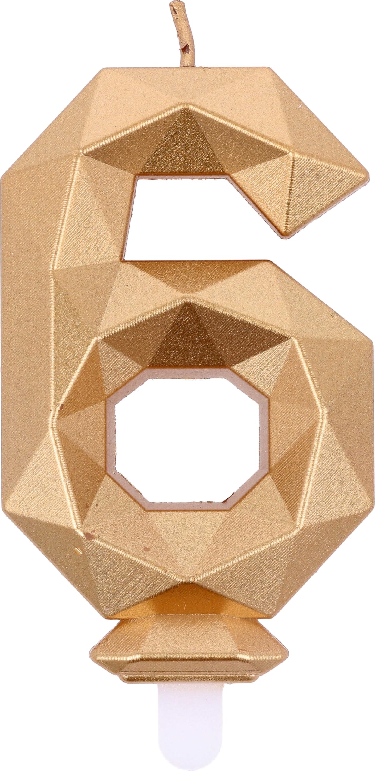 Graziano Candelina Compleanno Numero 6 Sei In Cera Diamond Gold Oro H 7,5 Cm