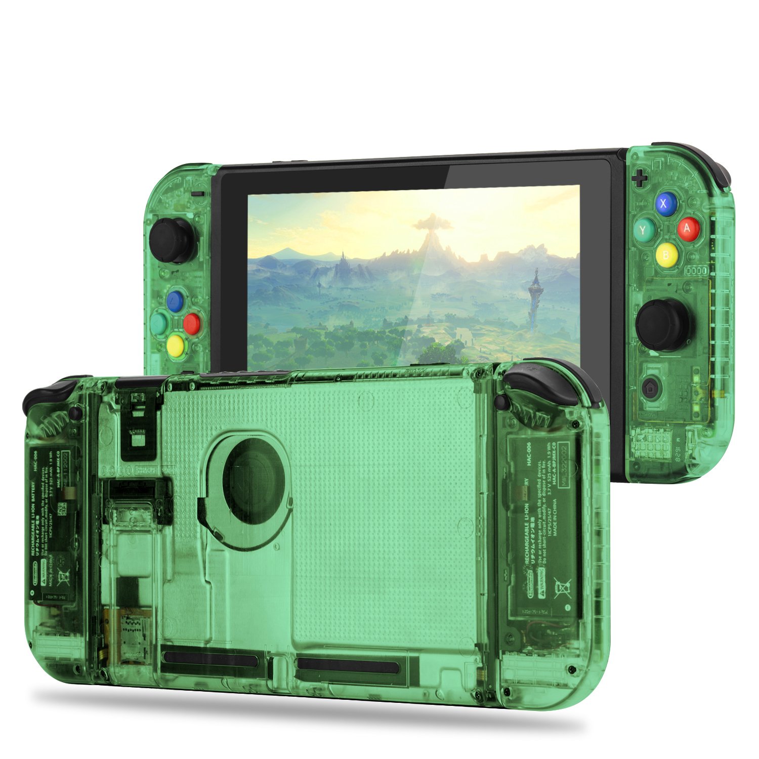 DIY Replacement Shell Case Set for Nintendo Switch, Full Set Buttons Soft Touch Grip Back Plate for Nintendo Switch Console, NS NX Joycon Handheld Controller Housing - Set Jungle Green