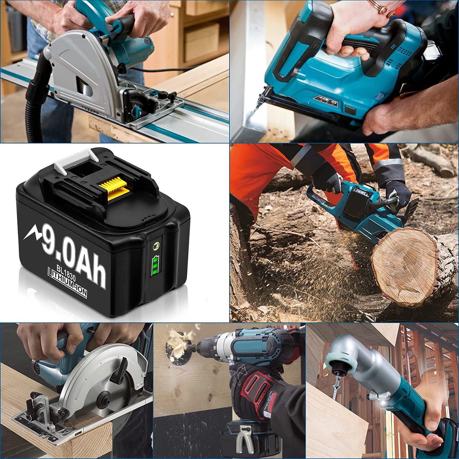 Lot de 2 batteries de rechange 9,0 Ah pour Makita 18 V BL1850B BL1830 BL1830B BL1860 BL1840B BL1840 BL1835 BL1845 BL1850 194205-3 LXT-400 avec affichage LED