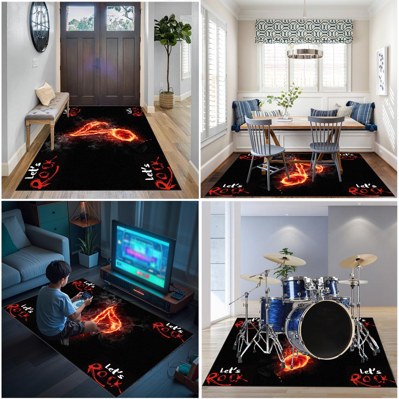 Tapis Batterie Acoustique Tapis pour Batterie Antidérapant Tapis Professionnel de Jazz, pour Batterie Électronique Grosse Caisse Claire et Autres Instruments de Musique Tapis de Tambour 200 x 160 cm
