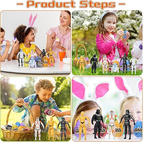 Miniatura 4 de UZPMM 6 figuras de estrellas de huevos de Pascua, figuras de estrella de juguete para niños y niñas, caza de huevos de Pascua, cesta de Pascua,