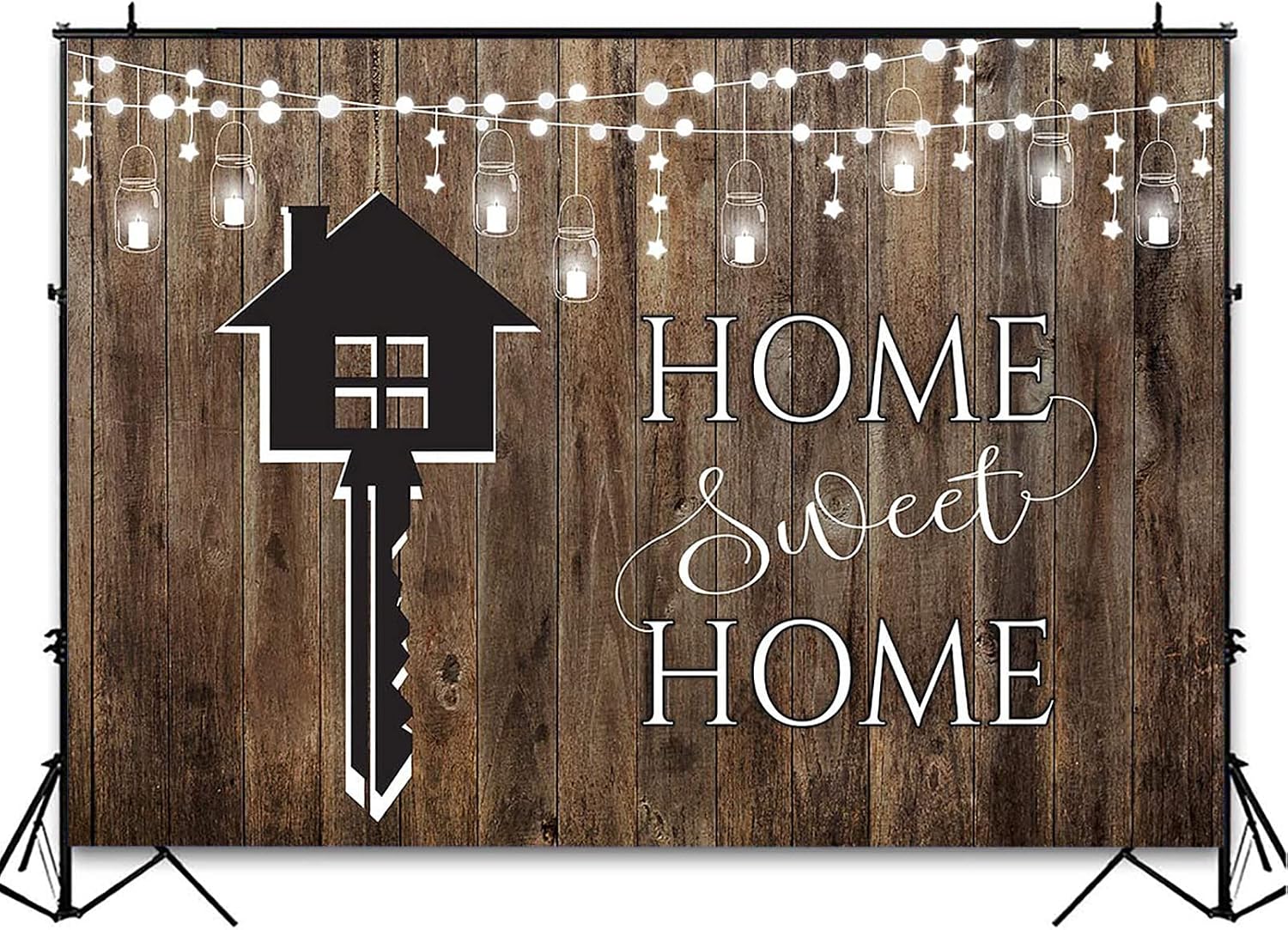 Avezano Housewarming Party Backdrop Sweet Home New House Shower Party Decorations We Got The Keys Decors Rustic Wooden Wall Mini House Key Photo Background for Couple (Home, 7x5ft)