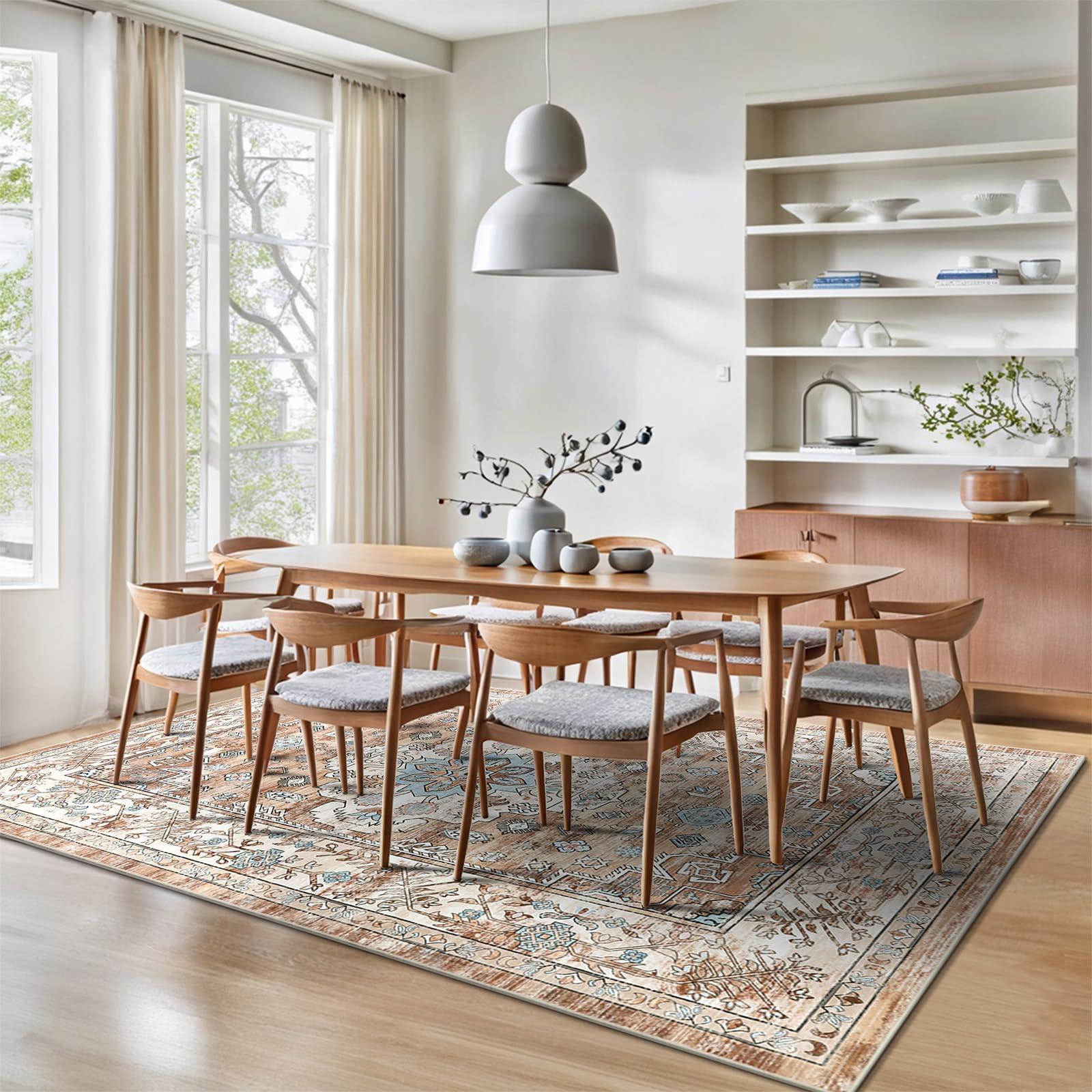 Enyhom Large Vintage Area Rug, 120 x 180 cm Machine Washable Rugs