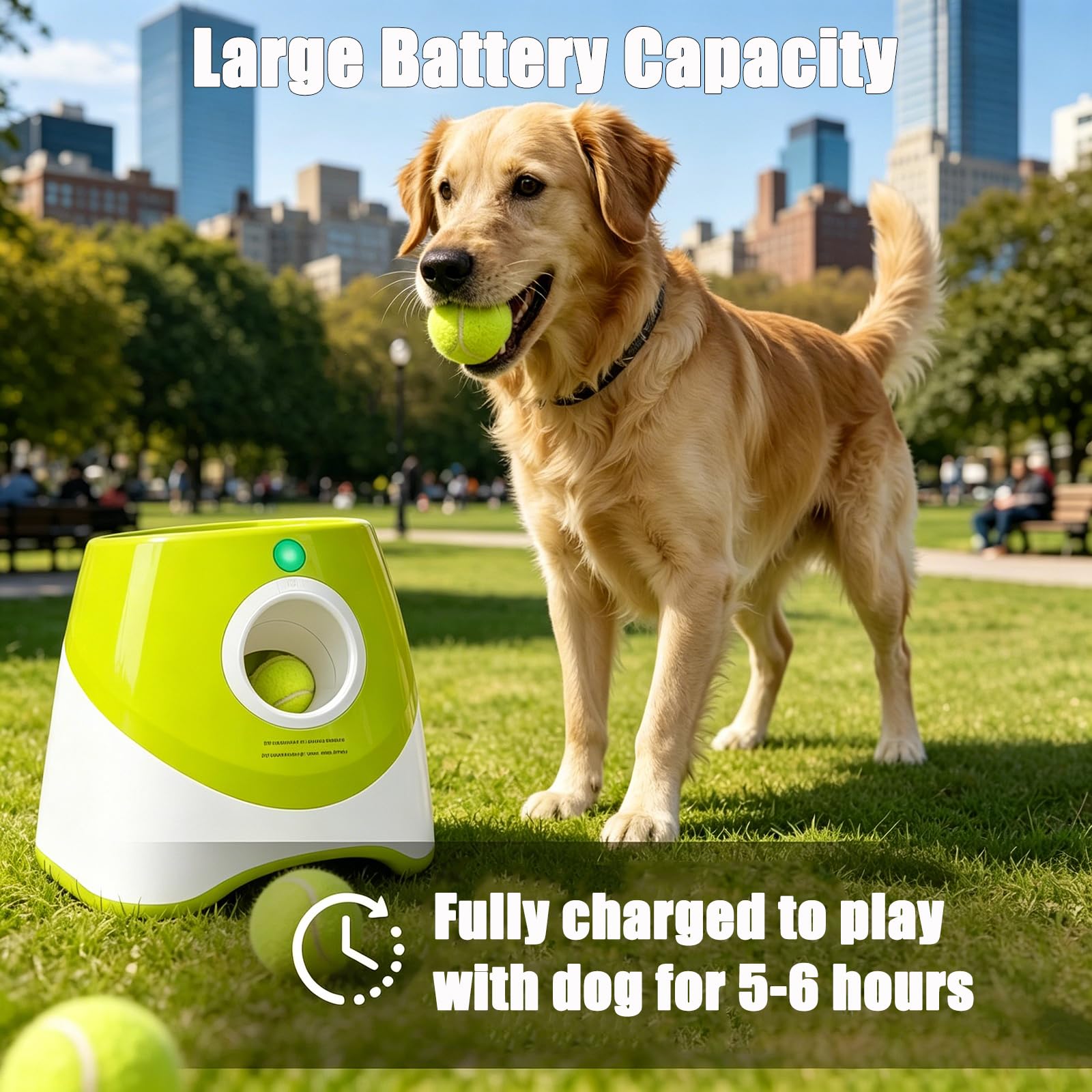 Lanceur Automatique De Balle pour Chien, Jouet Interactif avec 6 Mini Balles De 5,1 Cm, Chargement USB, 3 Réglages De Distance, Machine à Lancer De Balle pour Chiens De Petite Et Moyenne Taille Green