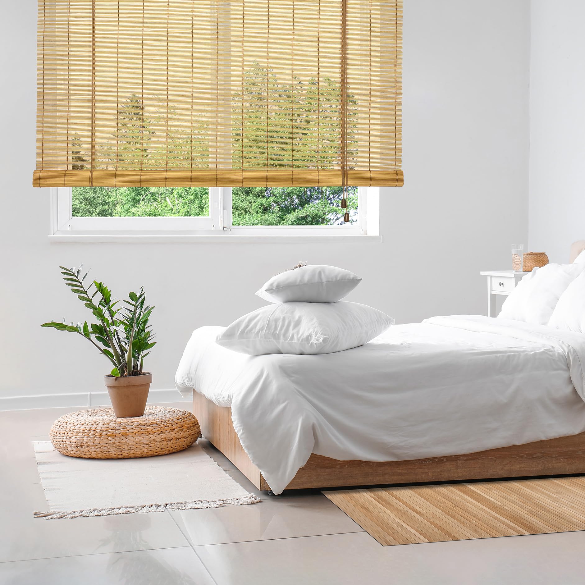 Tenda a Rullo in Bambù Naturale a Canne STORESDECO Tenda Avvolgibile Decorativa per Porte e Finestre Luce Filtrata Finitura Opaca Naturale 90x250 cm (larghezza x altezza)