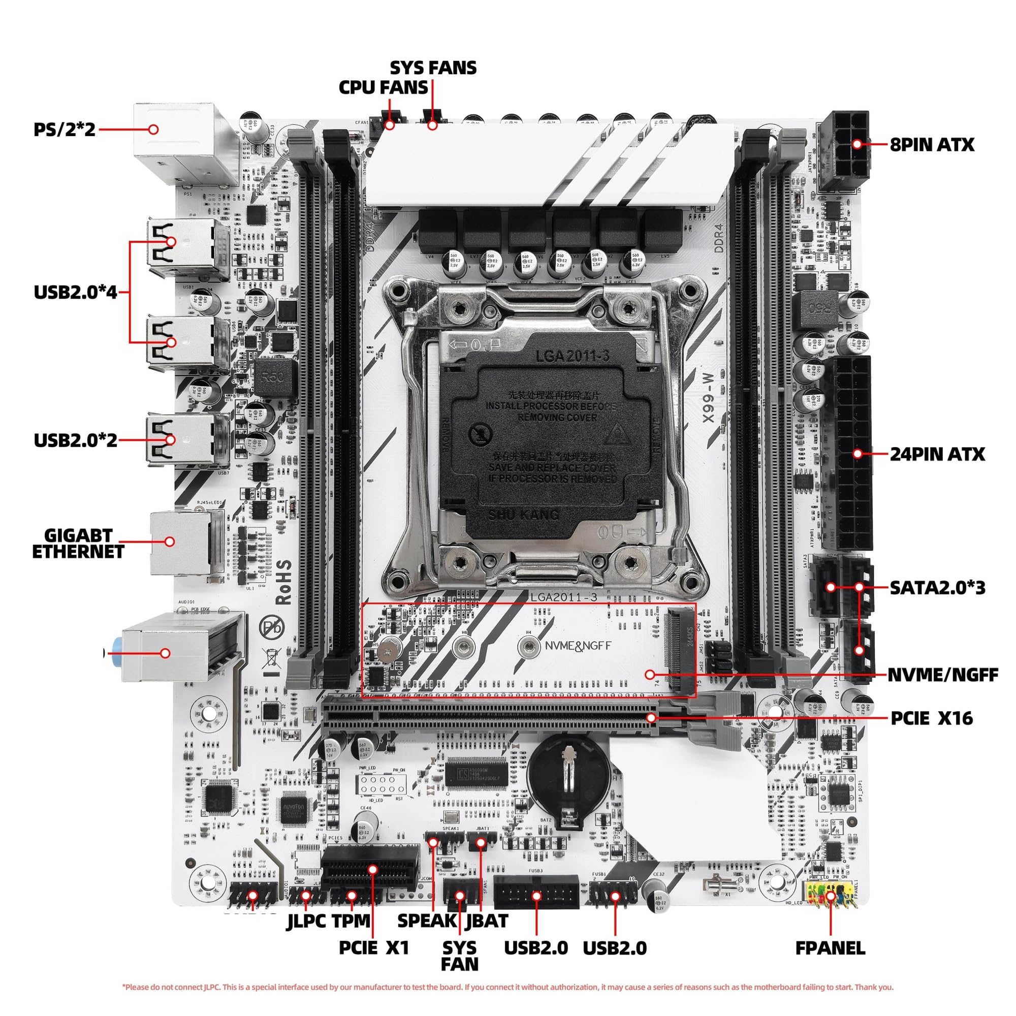 Kit de Placa Base X99-W con LGA2011-3 E5 2680V4 CPU DDR4 16GB (1 * 16GB) 2133MHZ NVME M.2(Motherboards)