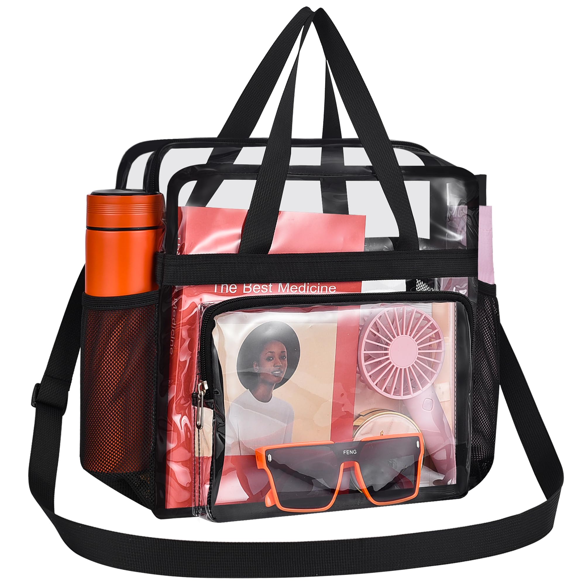 Oraben Clear Tote Bag Clear Bag Stadium Approved 12x6x12 Stadium Bag for Work, Sports Games,Gym