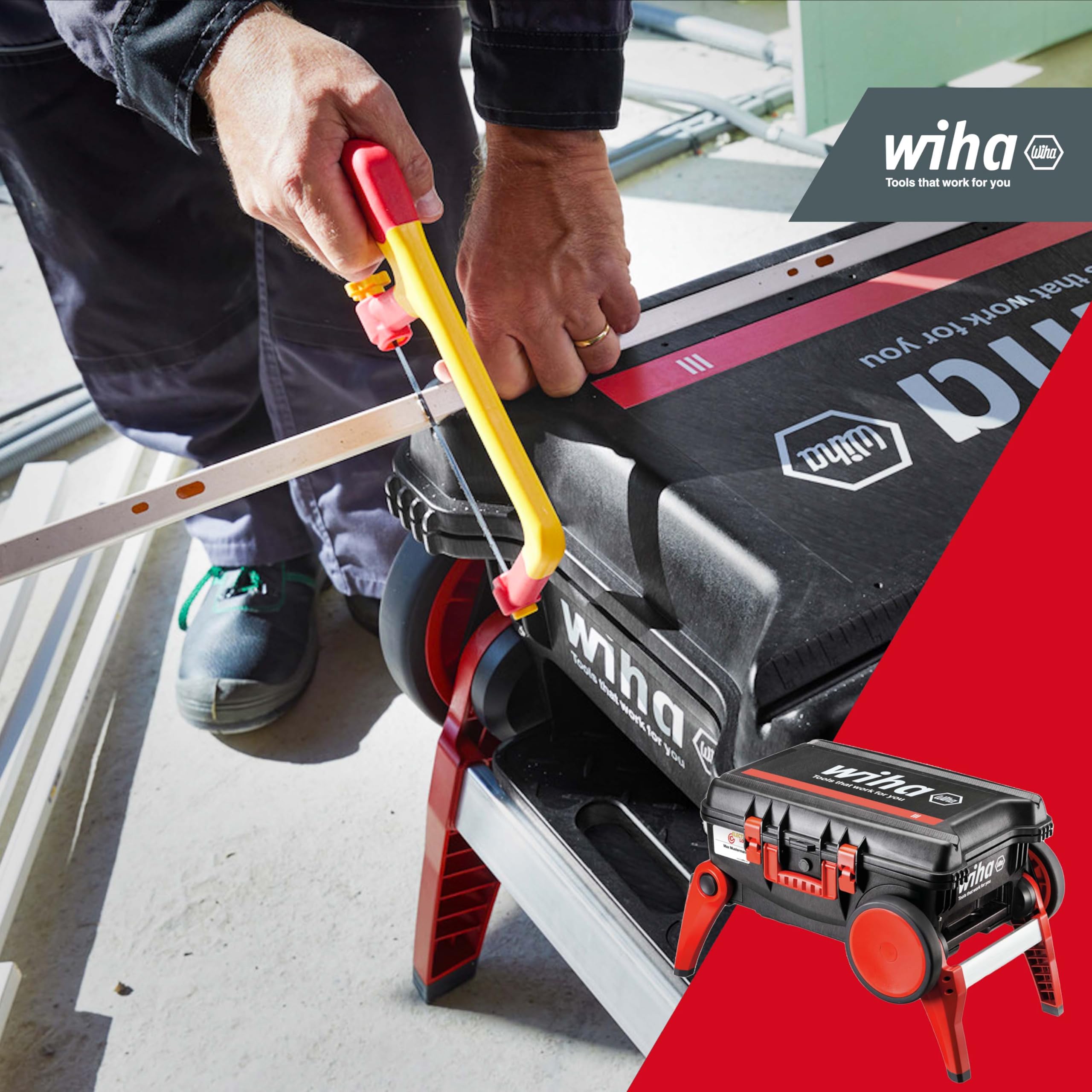 WIHA WERKZEUGE GMBH Juego de caja de herramientas XXL 4 electric de 80 unid. incl. caja de herramientas | (45734) Electrician tool case with wheels I tool box with extensive assortment I additional storage space
