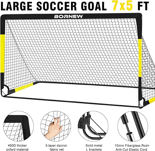 Miniatura 4 de Portería de Fútbol para Niños para Patio Trasero - Juego de 2 Porterías de 7X5 / 6X4 pies, Redes de Fútbol para Niños Pequeños, Equipo de 1. Negro