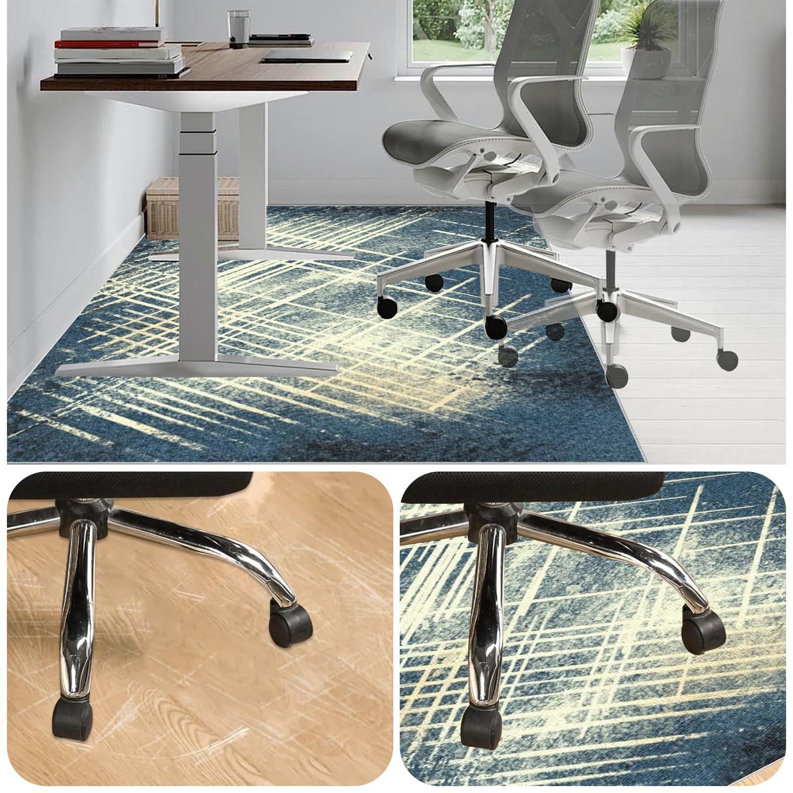 Tappeto Sedia Ufficio, Tappeto Salvapavimento Antiscivolo, Tappeto Sedia Gaming, Tappetino per Sedia da Scrivania, Tappetino Protettivo per Pavimenti Duri, Tappeto per Sedia con Ruote 150 x 180 cm