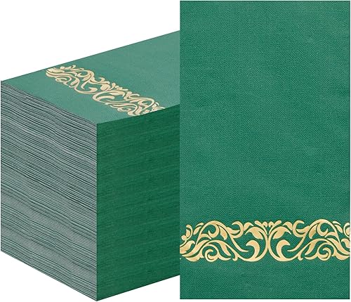 Miniatura 1 de WDF Paquete de 150 servilletas de papel desechables del día de San Patricio, servilletas verdes de 3 capas con borde dorado, servilletas desechables