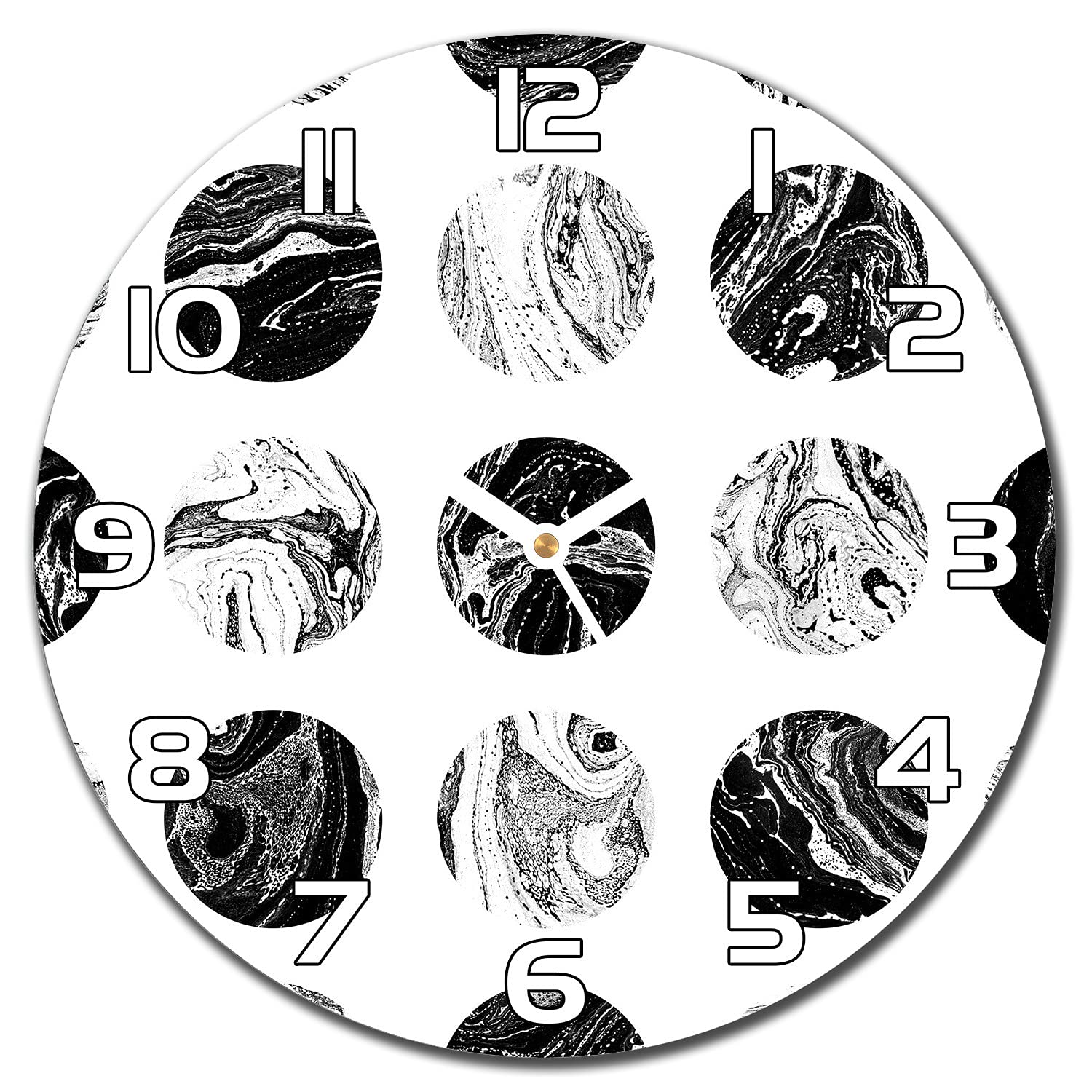 Horloge en verre 30 cm Coloray Moon Géométrique à aiguilles blanches pour cuisine