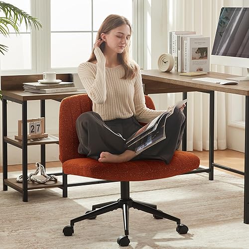 Dowinx Silla cruzada con ruedas, tela preminum y cojín de muelles de bolsillo, silla de computadora giratoria ajustable, silla de computadora de