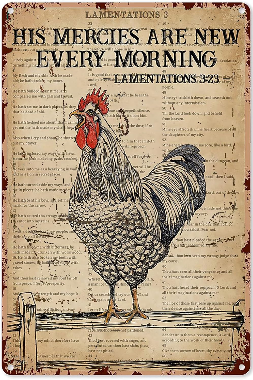 Pzecaru Kitchen Rooster Metal Sign Good Morning This Is God Tin Sign Rooster Decoration Vintage Chic Wall Decor For Home Garden Party Garage Bar Plaque 16x24 Inch