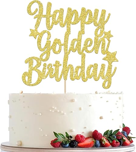 Rsstarxi 1 paquete de decoración de pastel de cumpleaños dorado con purpurina dorada para decoración de pastel de cumpleaños de 14, 16, 18, 30, 50,