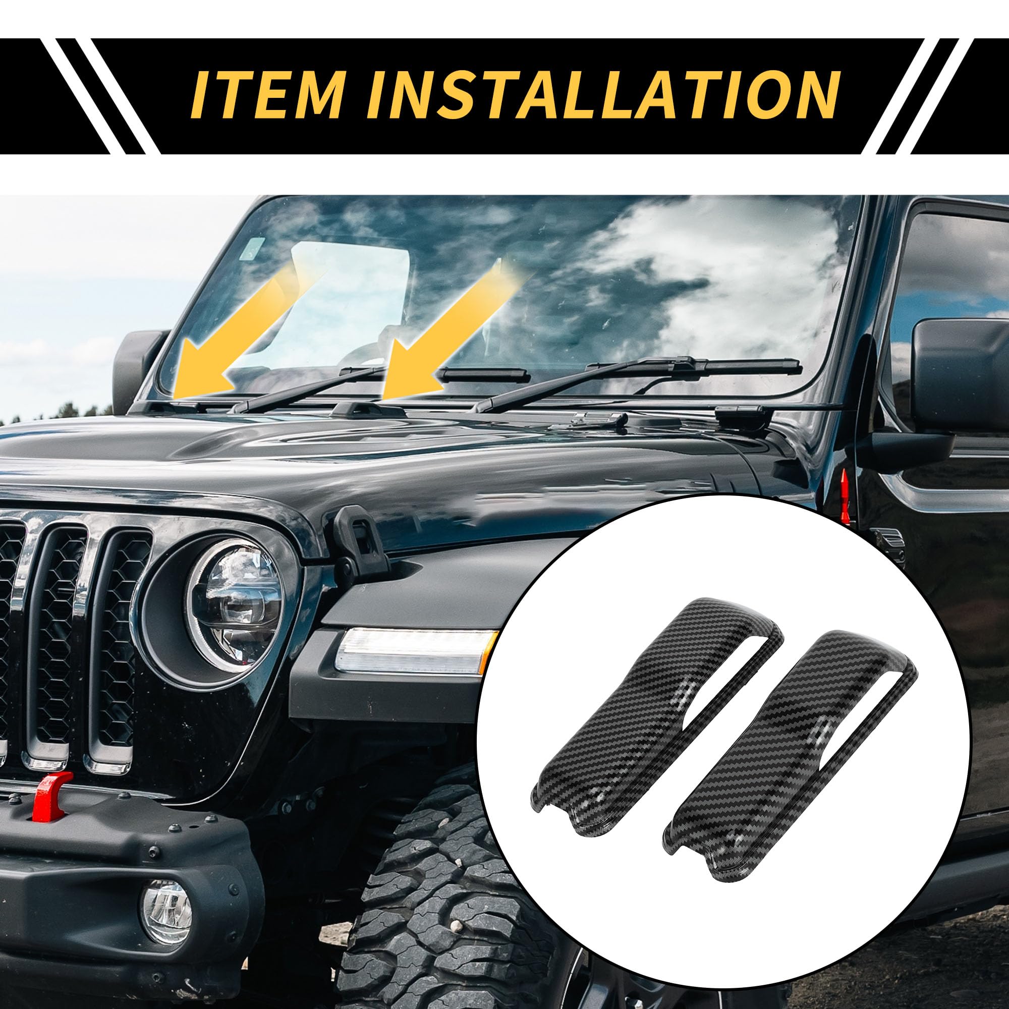 Copertura Trim Cerniera Cofano Motore per Jeep Wrangler JL JLU Sport Sahara Rubicon 2018-2022 ABS Nero Carbonio