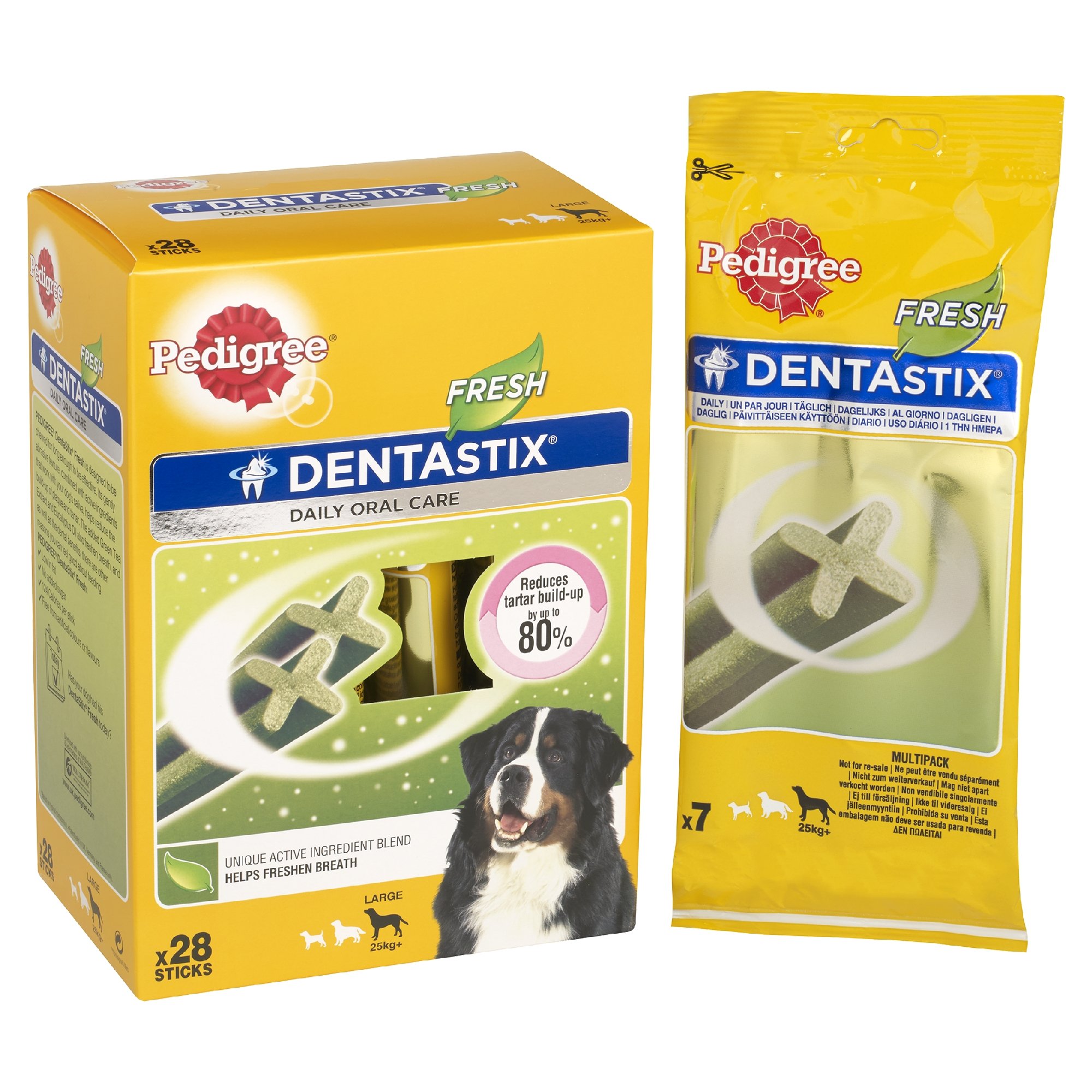Pedigree Dentastix Fresh, masticabili dentali giornalieri per cani grandi da 25 kg o più, 28 barre