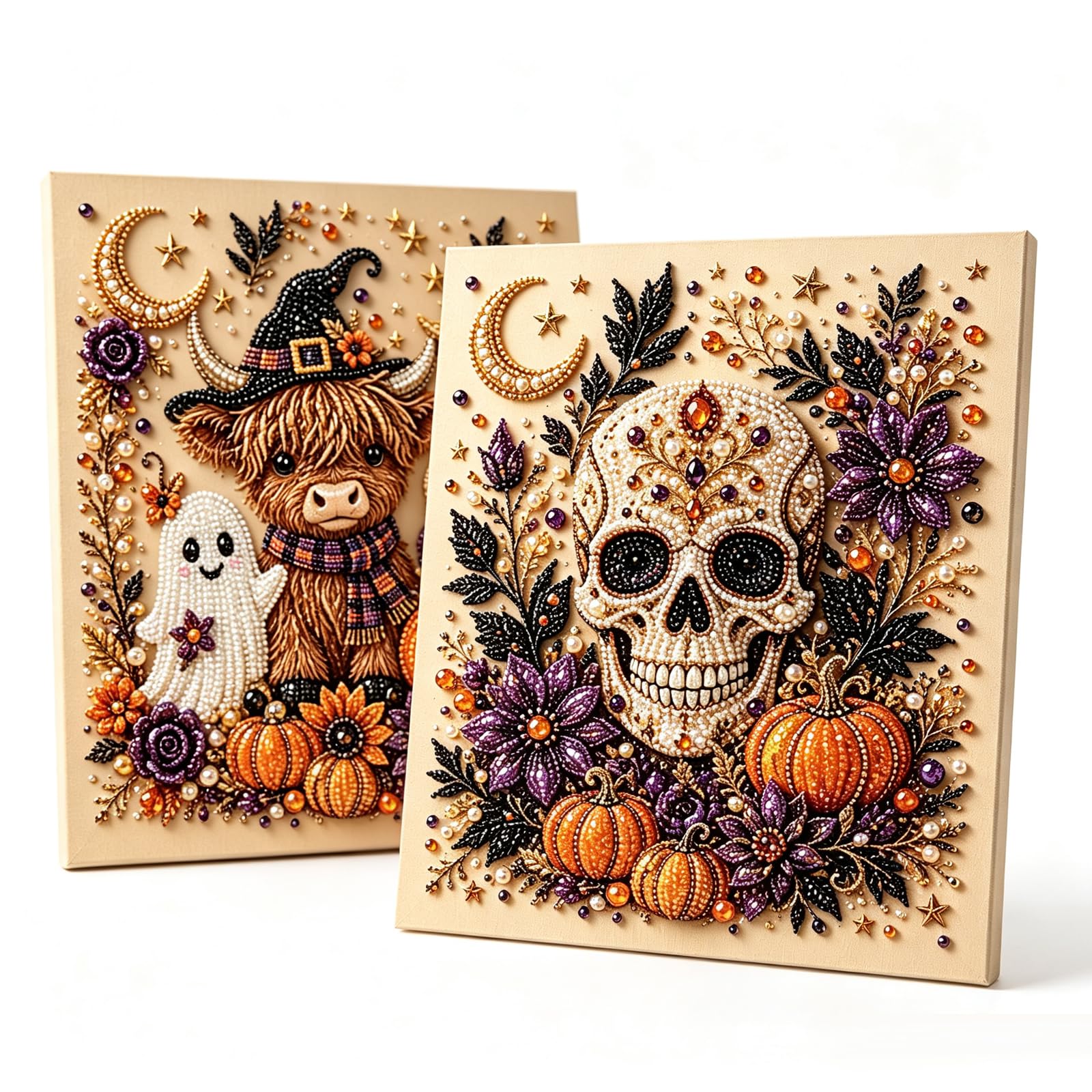 2Pcs Halloween Pearl Art Kit, Pearl Art Kits for Adults Halloween Ghost DIY