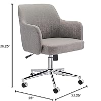 Vista 5 de Yaxa Basics Silla de oficina moderna para el hogar con ruedas de rodamiento suave, altura ajustable, giro de 360 grados, gris claro