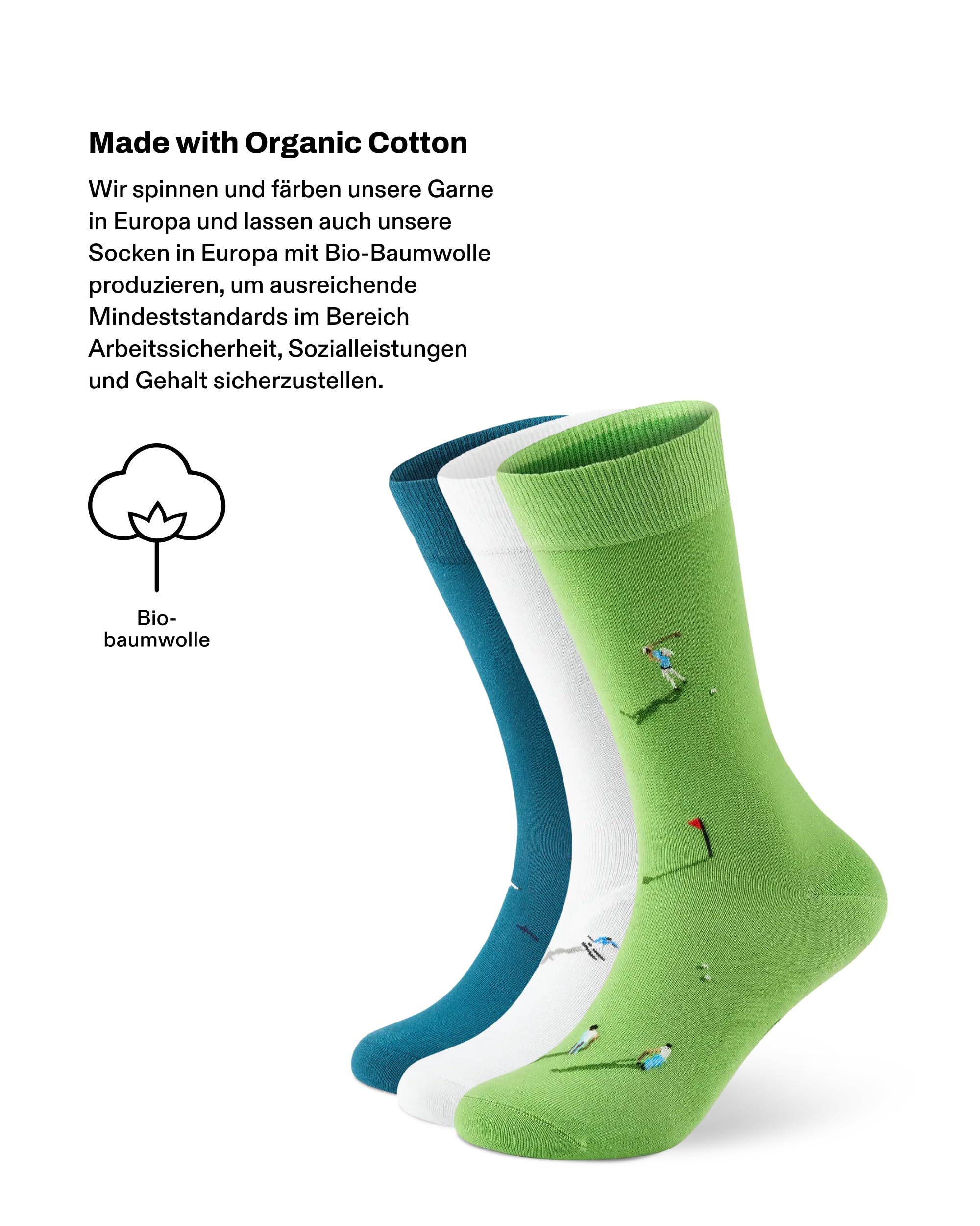 von Jungfeld Baumwollsocken Herren & Damen, bestickte Motivsocken aus Bio-Baumwolle mit Sport-Icons, buntes Socken-Geschenkset, Unisex