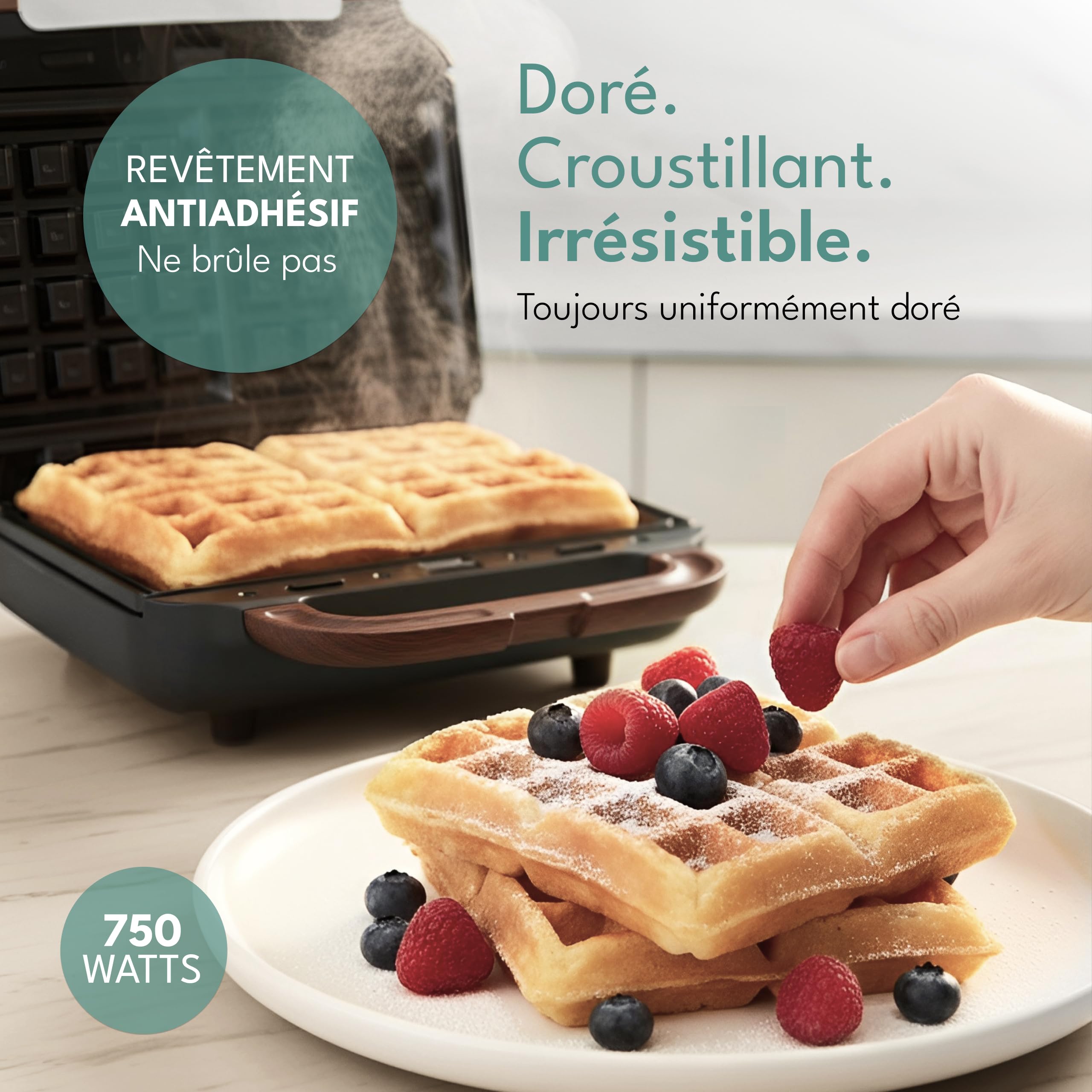 LEBENLANG Appareil a Croque Monsieur 3 en 1-750 W Avec 3 accessoires pour Grillades, Sandwichs & Gaufres I Appareil à Gauffre Croquemonsieur Machine panini Gaufrier Croque Monsieur Gauffrier
