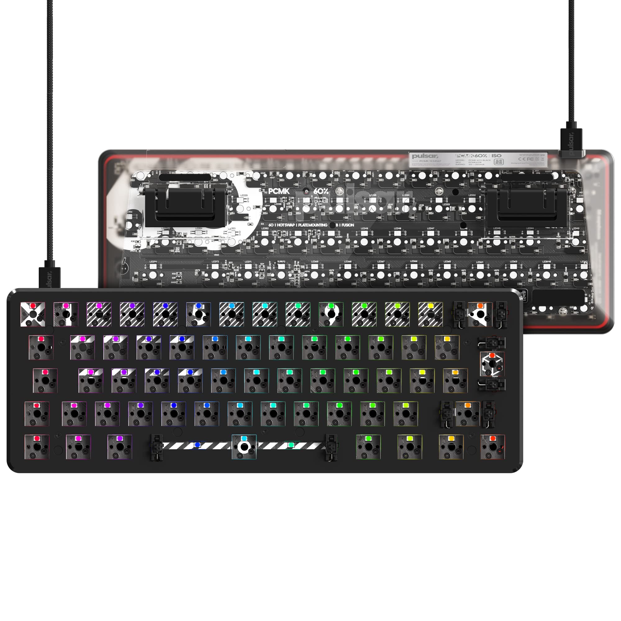 Pulsar Gaming Gears - PCMK Gaming Mechanical Keyboard UK QWERTY Layout Hot Swappable 60% (Barebone, Black)