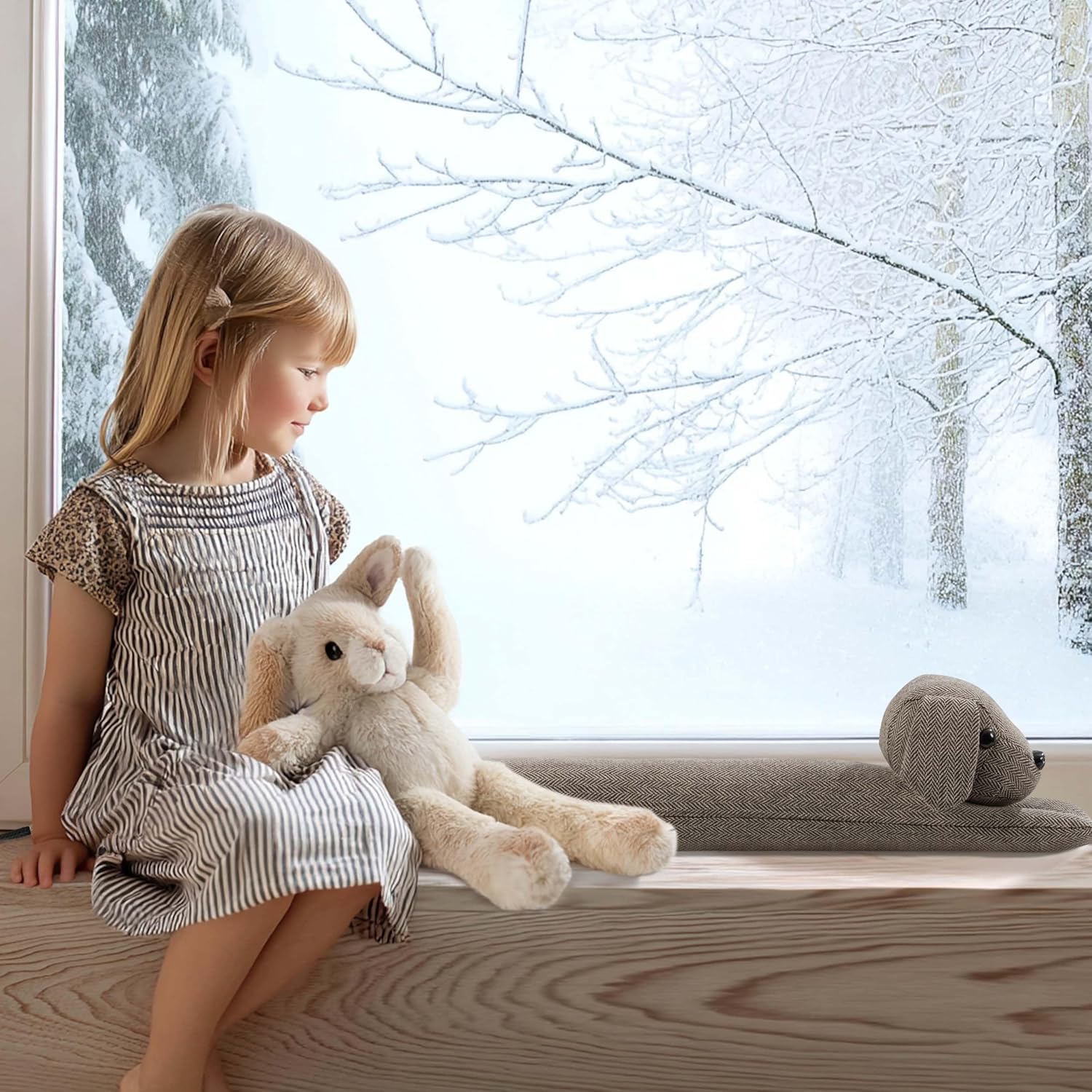 habibee ドアドラフトストッパー ドア下部用 42インチ かわいい風遮断器 バルコニー用 騒音や冷気を避ける 装飾動物 防音