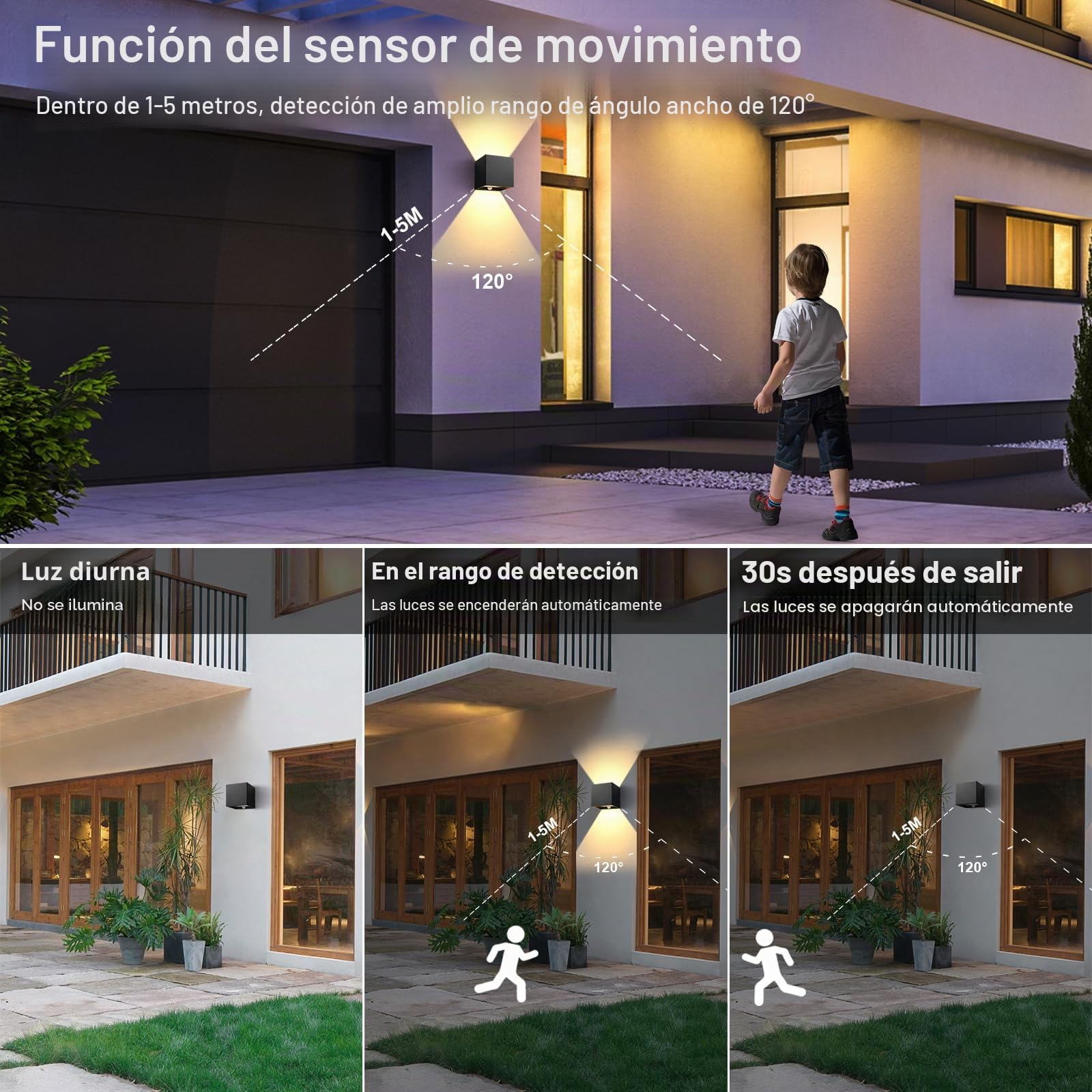KYOTECH 2 Piezas Aplique de Pared Interior/Exterior 12W 3000K Blanco cálido IP65 Impermeable 1320LM Ángulo de haz Ajustable Lampara de Pared Negra Para Sala de estar Dormitorio Pasillo