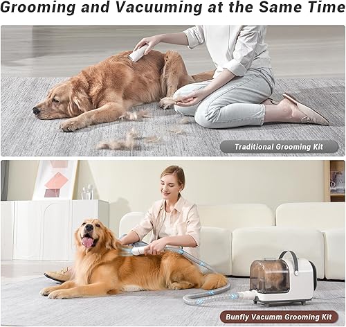 Miniatura 4 de Bunfly Kit de aseo para perros, 13000 Pa fuerte aseo y succión al vacío, 99.99% pelo de mascotas, 16 herramientas de aseo para perros y gatos, taza