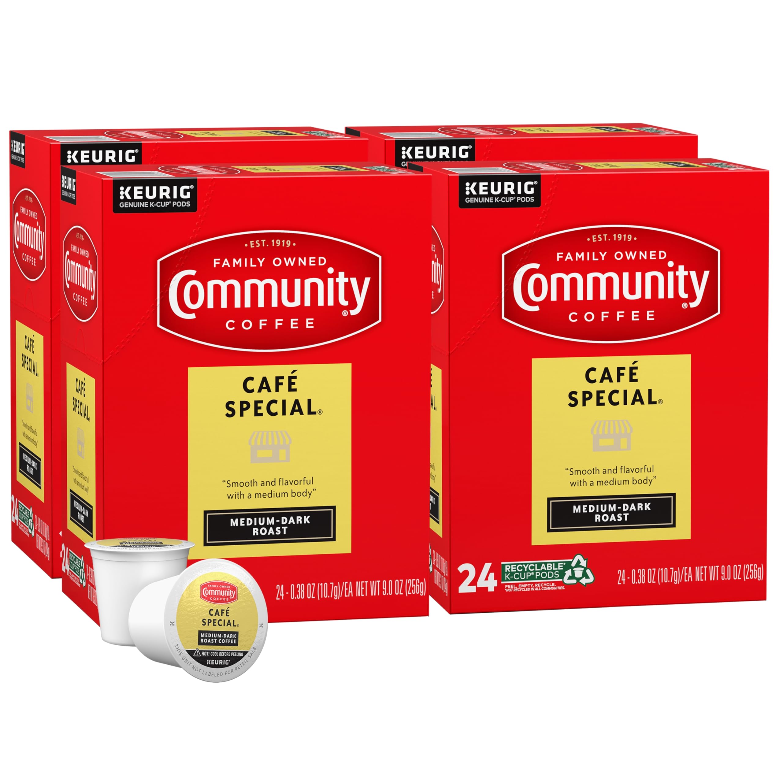 Community Coffee Café Special Medium Dark Roast, 96 Single-Serve Keurig K-Cup Pods, 24 Count (Pack of 4)