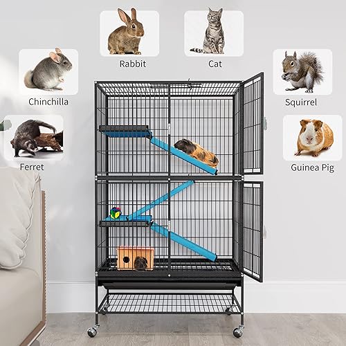 Miniatura 3 de YITAHOME Jaulas de metal para animales pequeños de 4 niveles para ratas adultasconejohurónchinchillagatosconejillo de indiasgrande hámster interior