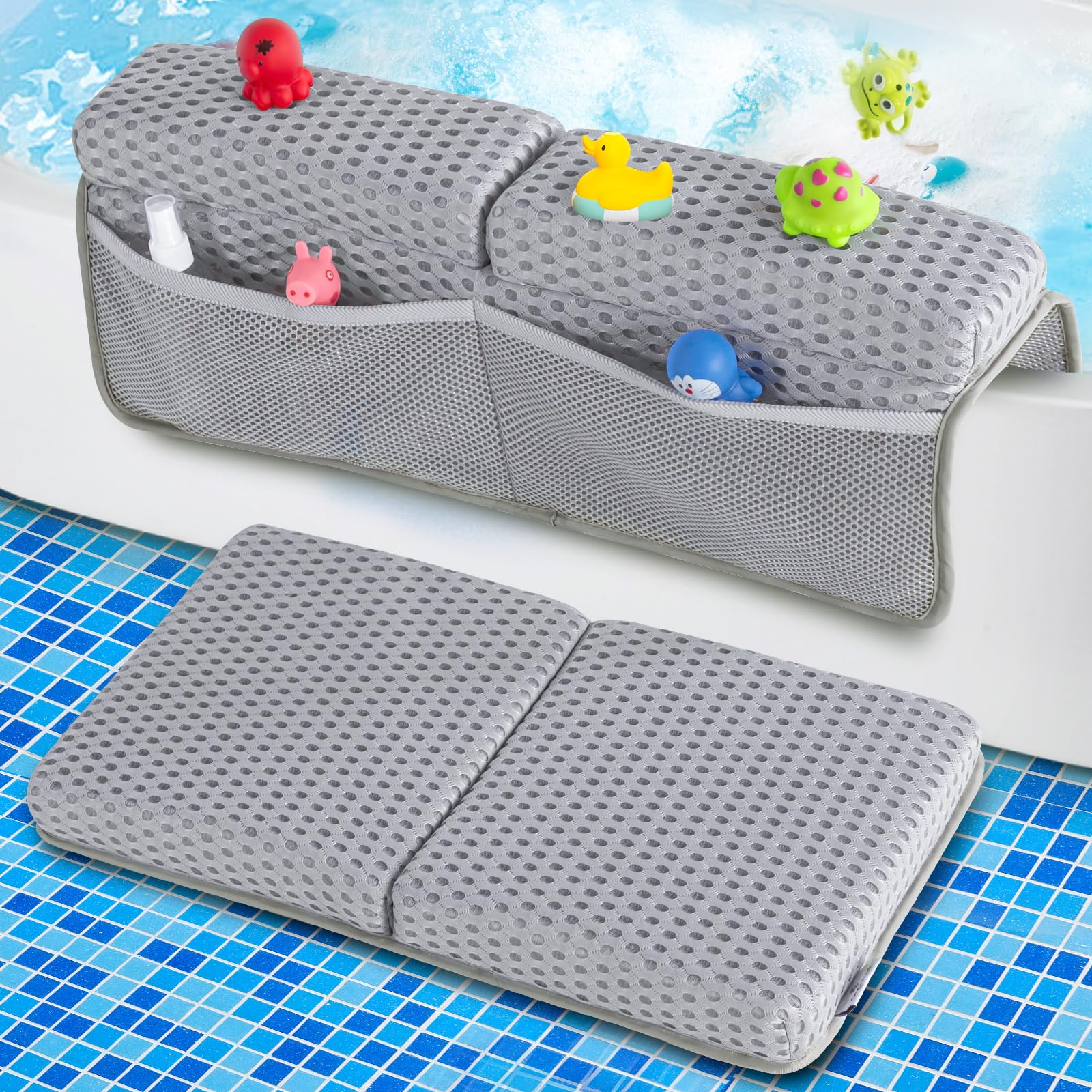 OS OMYSTYLE Baby Bath Kneeler Pad Set, Light Grey