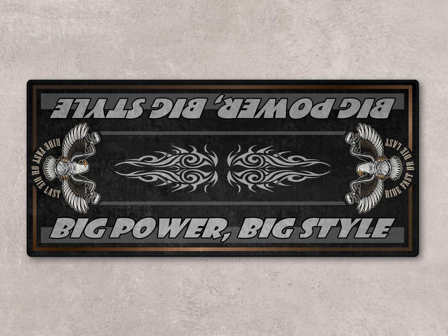 Parking Mat Big Power, Big Style Design for Chopper and Custom Motorcycles, Display, Pit Mat, Washable Non-Slip Garage, Showroom Rug (Gray Haze, Size 1 : 86.6 x 39.4/220 x 100 cm)