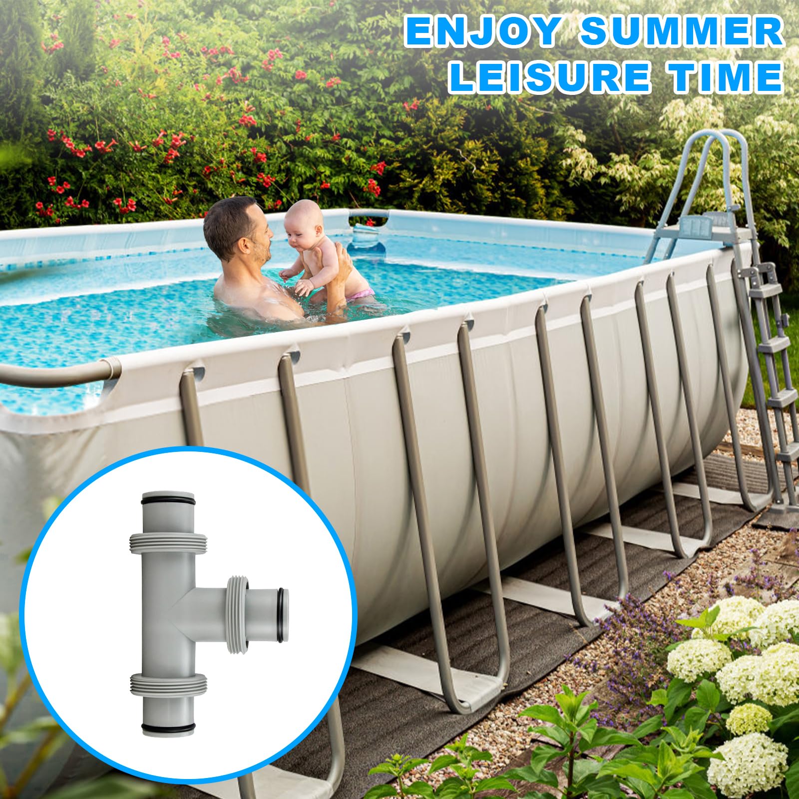 Poolschlauch T-Verbinder Für Coleman & Intex Pools – 3,8 Cm Schlauchadapter Mit 3 Dichtungen