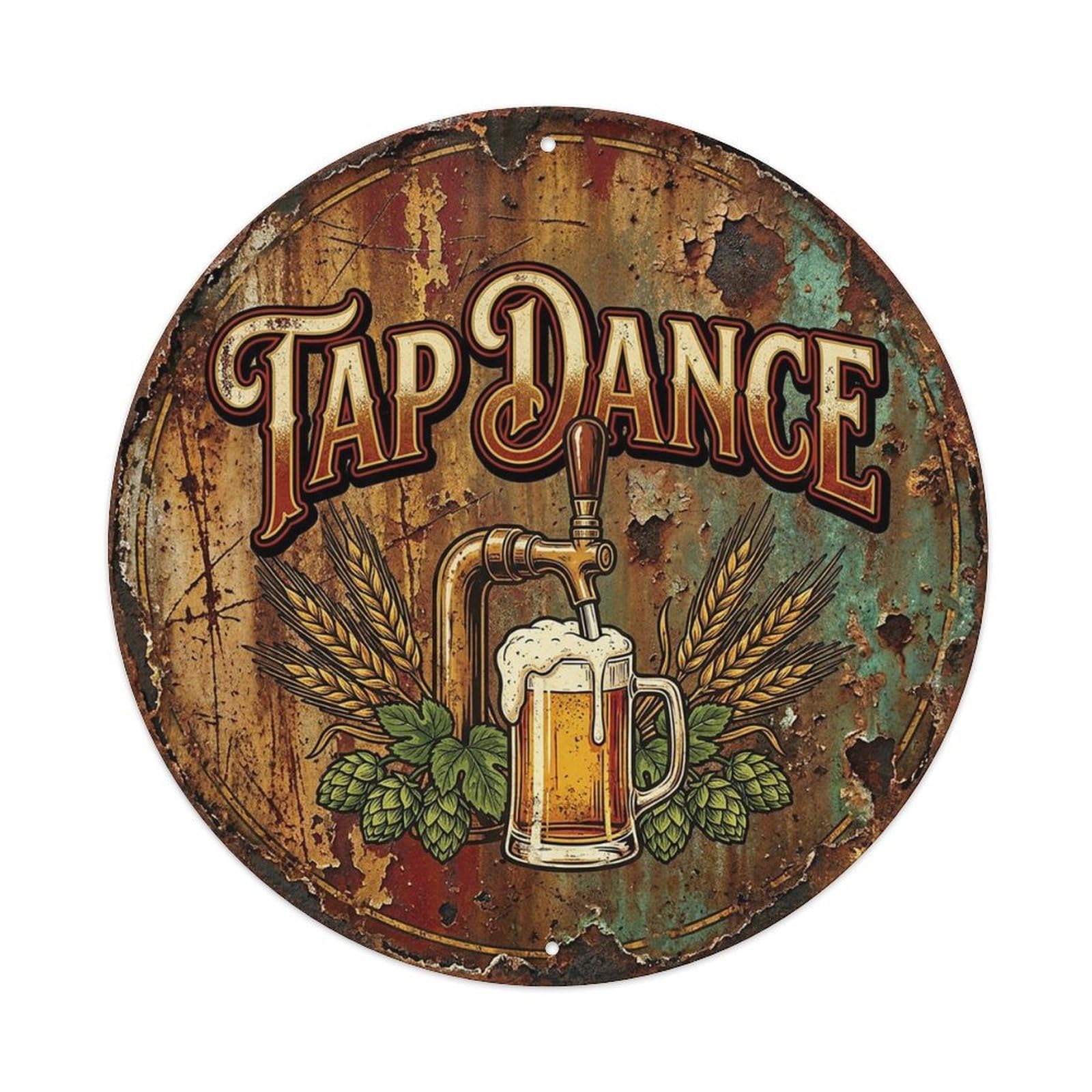 Vintage Beer Drinkware Tap Dance Retro Bar for Pub Vintage Metal Tin Sign Plaque Wall Decor for Cafe, Club Bar, Office, Garden Metal Poster 8x8Inch