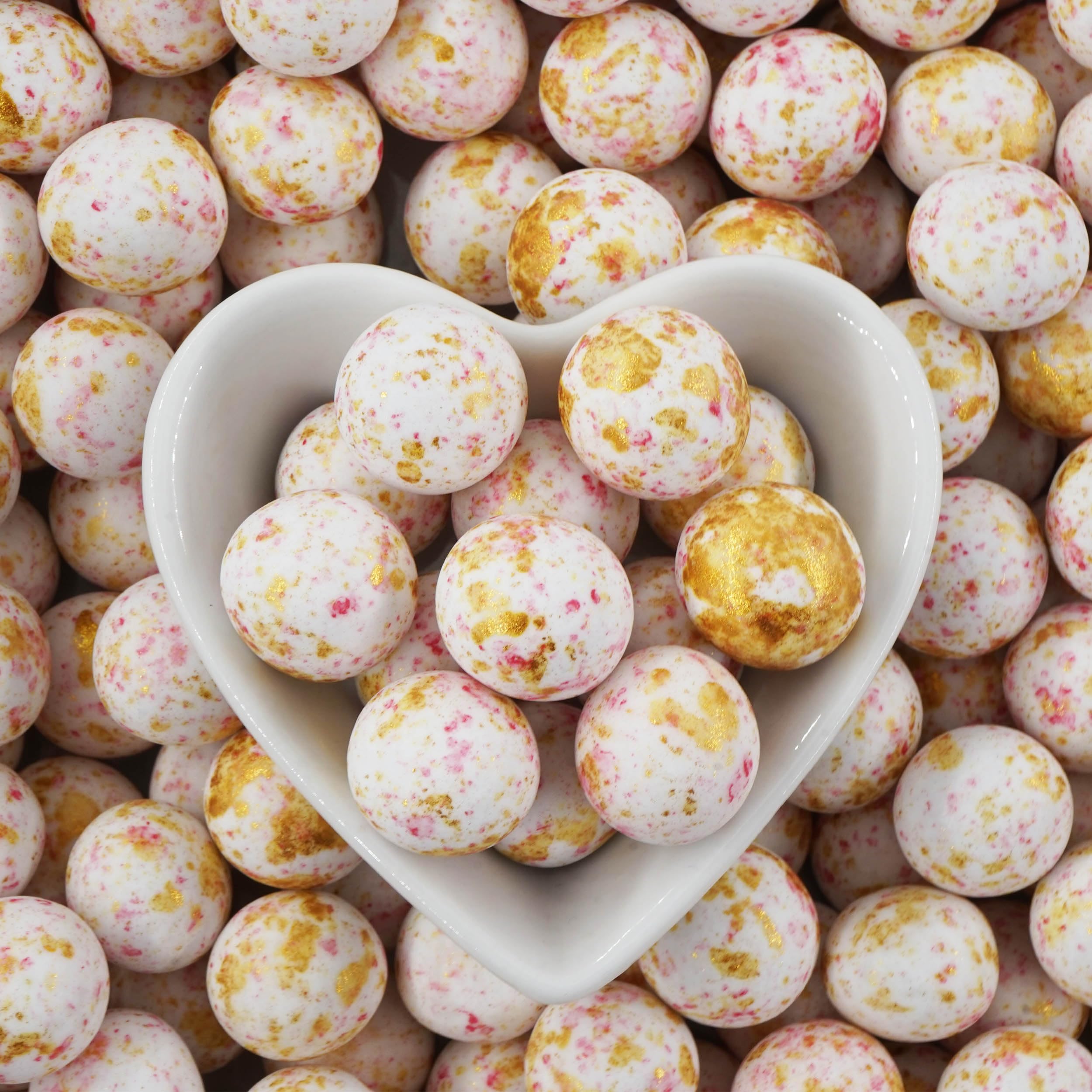 EinsSein 0,7kg Crispy Schokoperlen Mix large weiss-rosa-gold splashed | Gastgeschenke Hochzeit, Taufe, Kommunion, Konfirmation Weihnachten perfekt für Reagenzgläser | Alternative für Schokolinsen,