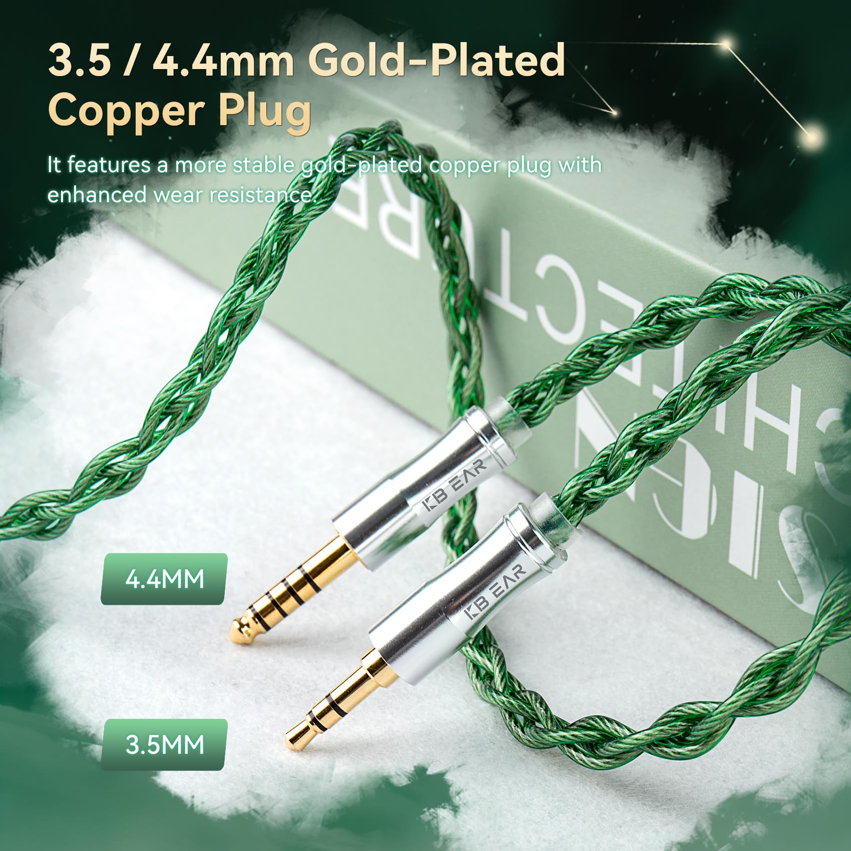 keephifi KBEAR Aegis IEM Kabel, HiFi-Kopfhörer 4-Adriges Versilbertes Kabel, 120 cm Kopfhörerkabel für Shu-re AONIC 215, U-E900, TIN-HIFI P1/ T2/ T3/ T4 Plus/ T2 EVO (MMCX, 4,4-mm Stecker)
