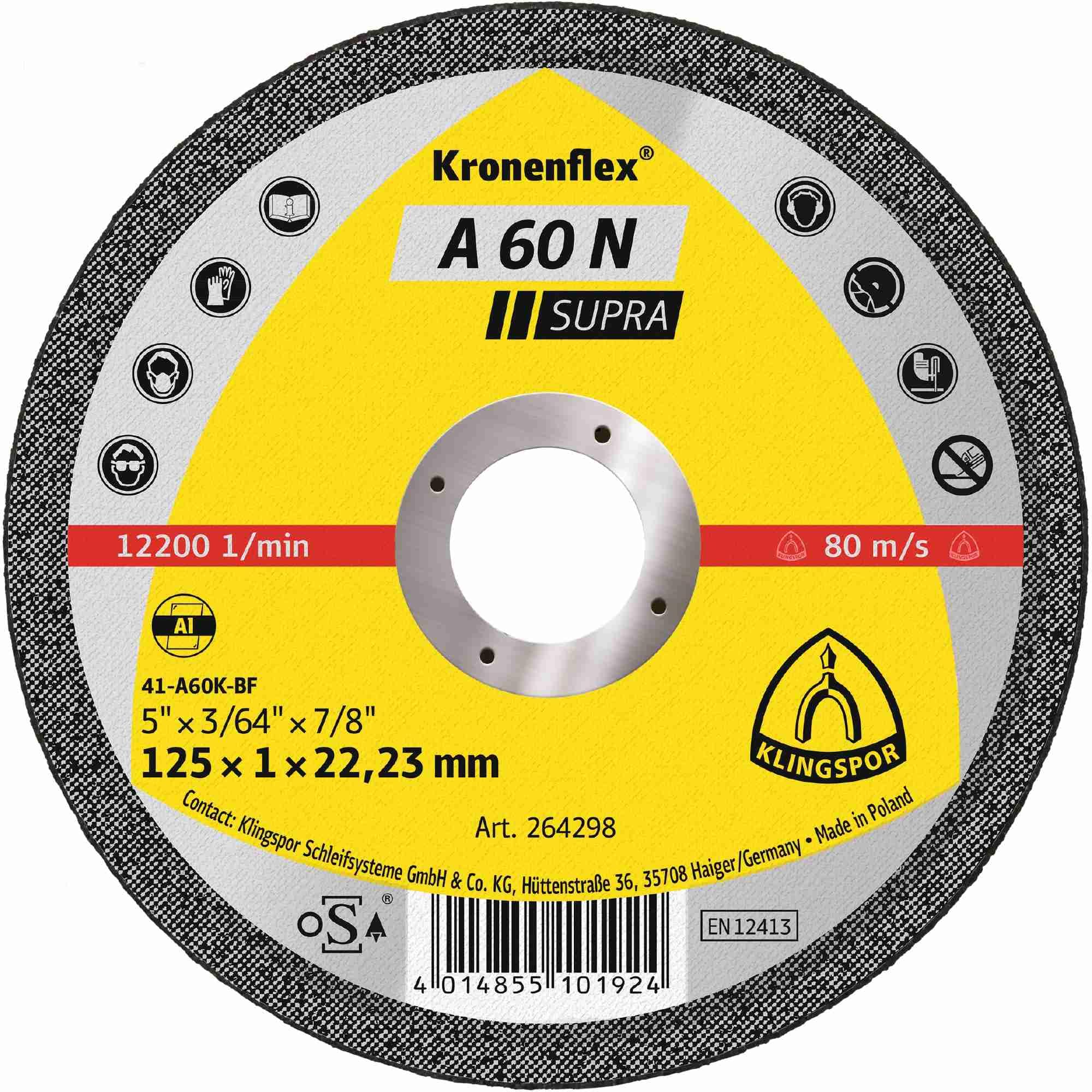 A 60 N - Disco de corte (25 unidades, 125 x 1 x 22,23 mm, recto)