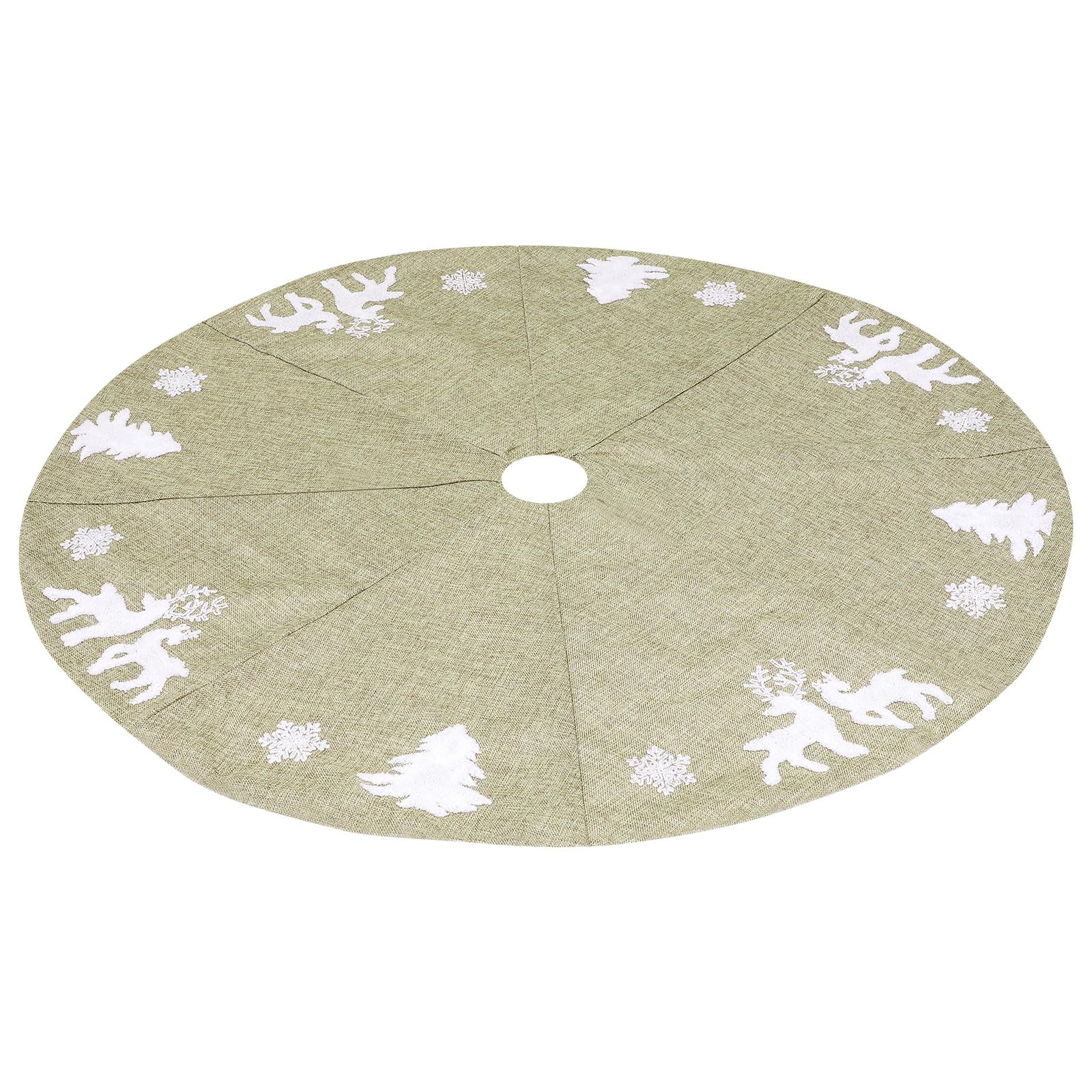ABOOFAN 1pièce Jupe de Sapin Noël Toile Non Tissée avec Motifs Épis et Cache-Pied Festif pour Arbre de Noël Jute pour Décors Intérieurs de Fête