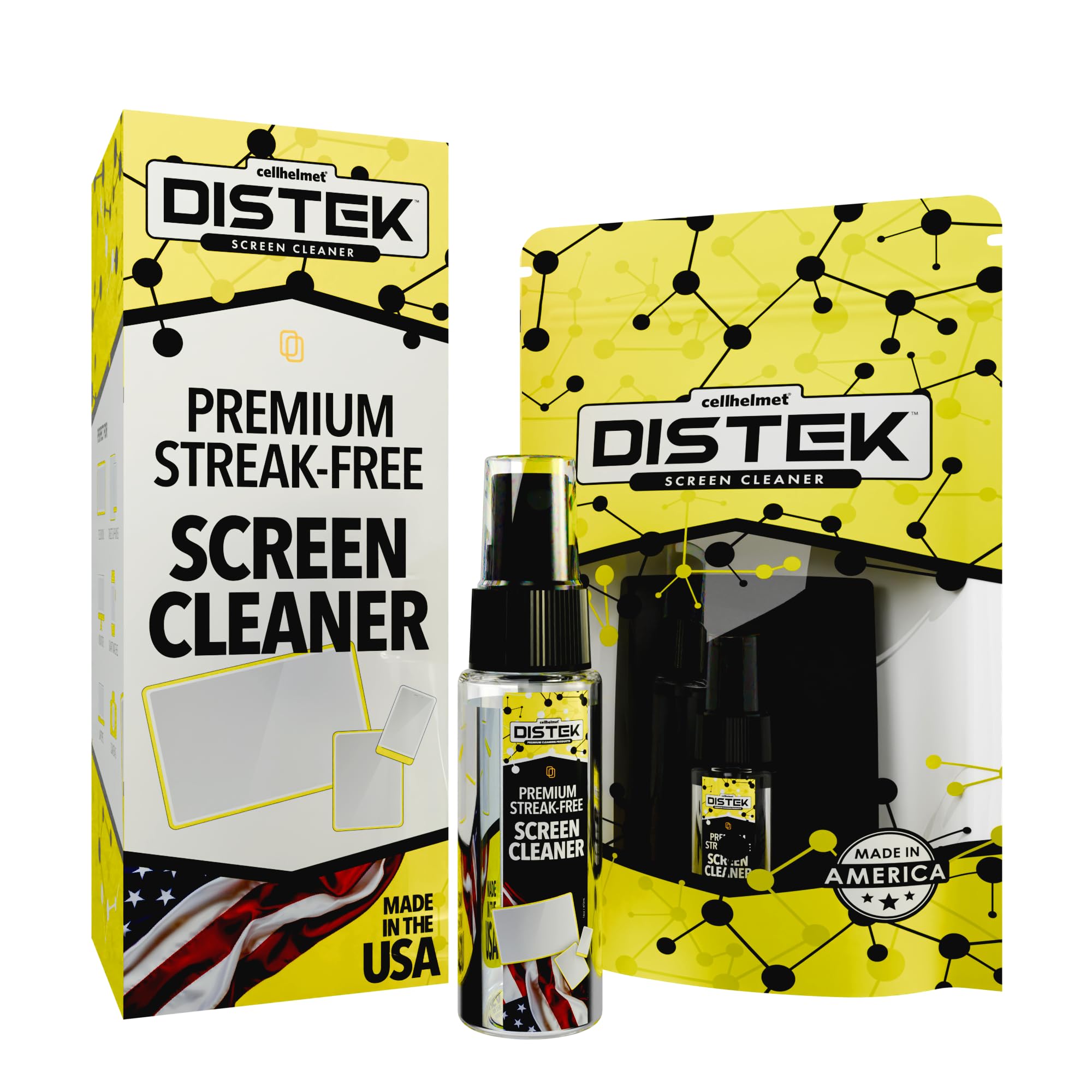 cellhelmet DISTEK Screen and Phone Cleaner Kit Universal for iPhone, Galaxy, iPad, Eyeglasses, Optics, LCD, TV (30mL)